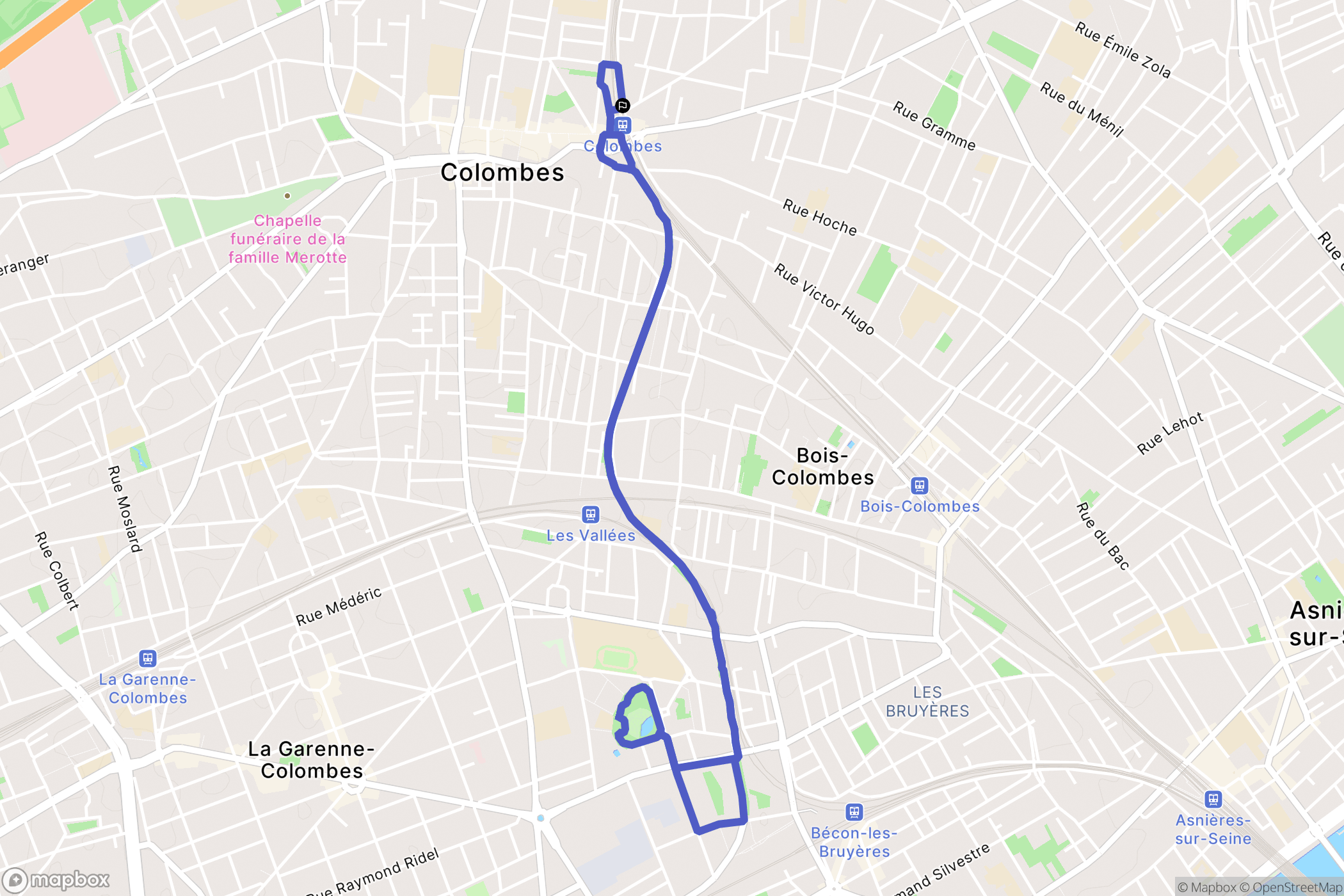 Colombes : carte du parcours de randonnée - France