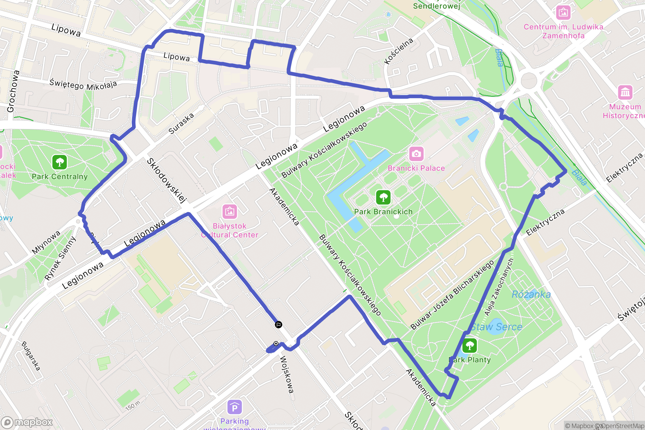 Białystok: mapa trasy - Poland