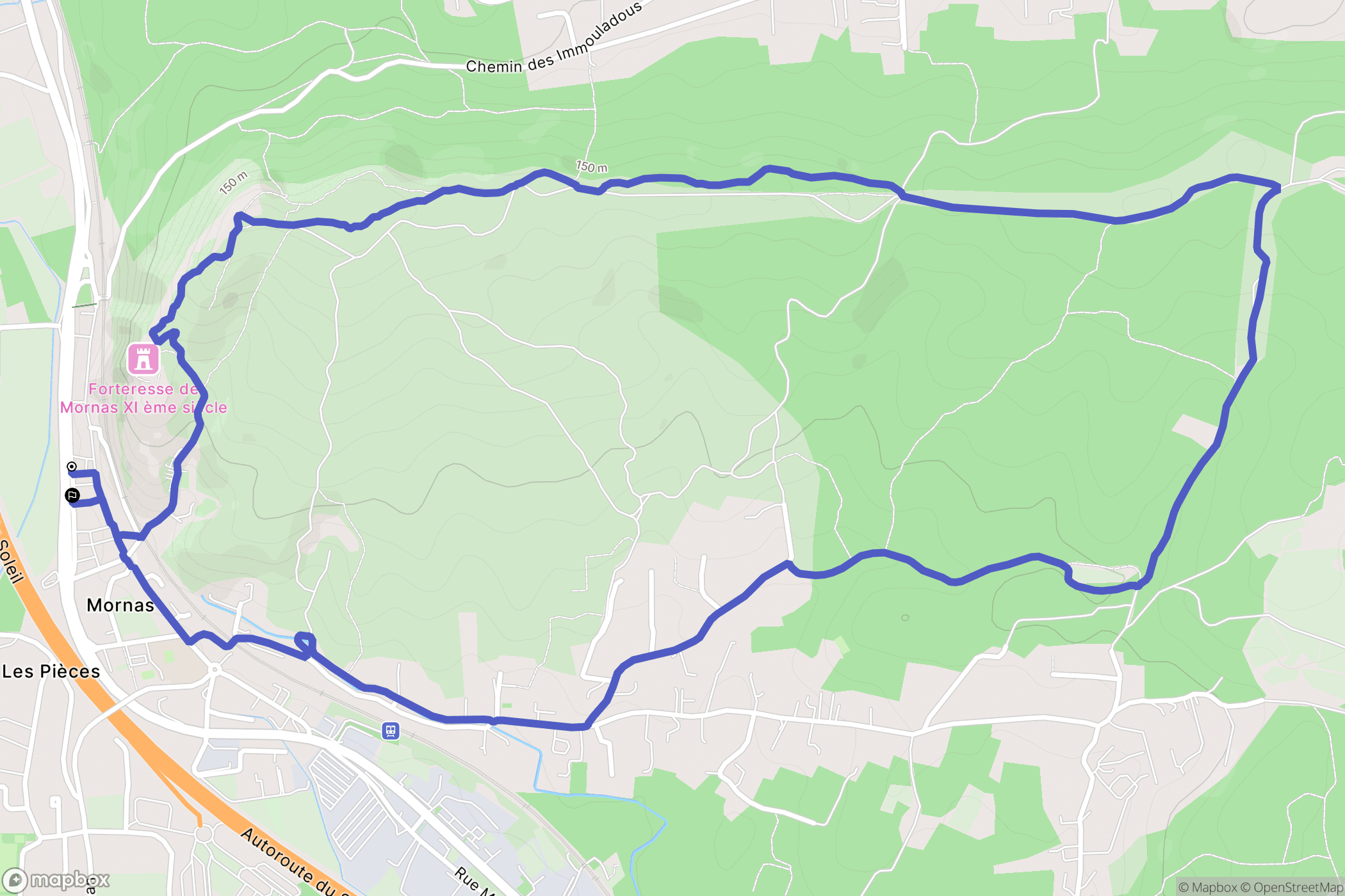Mornas : carte du parcours de randonnée - France