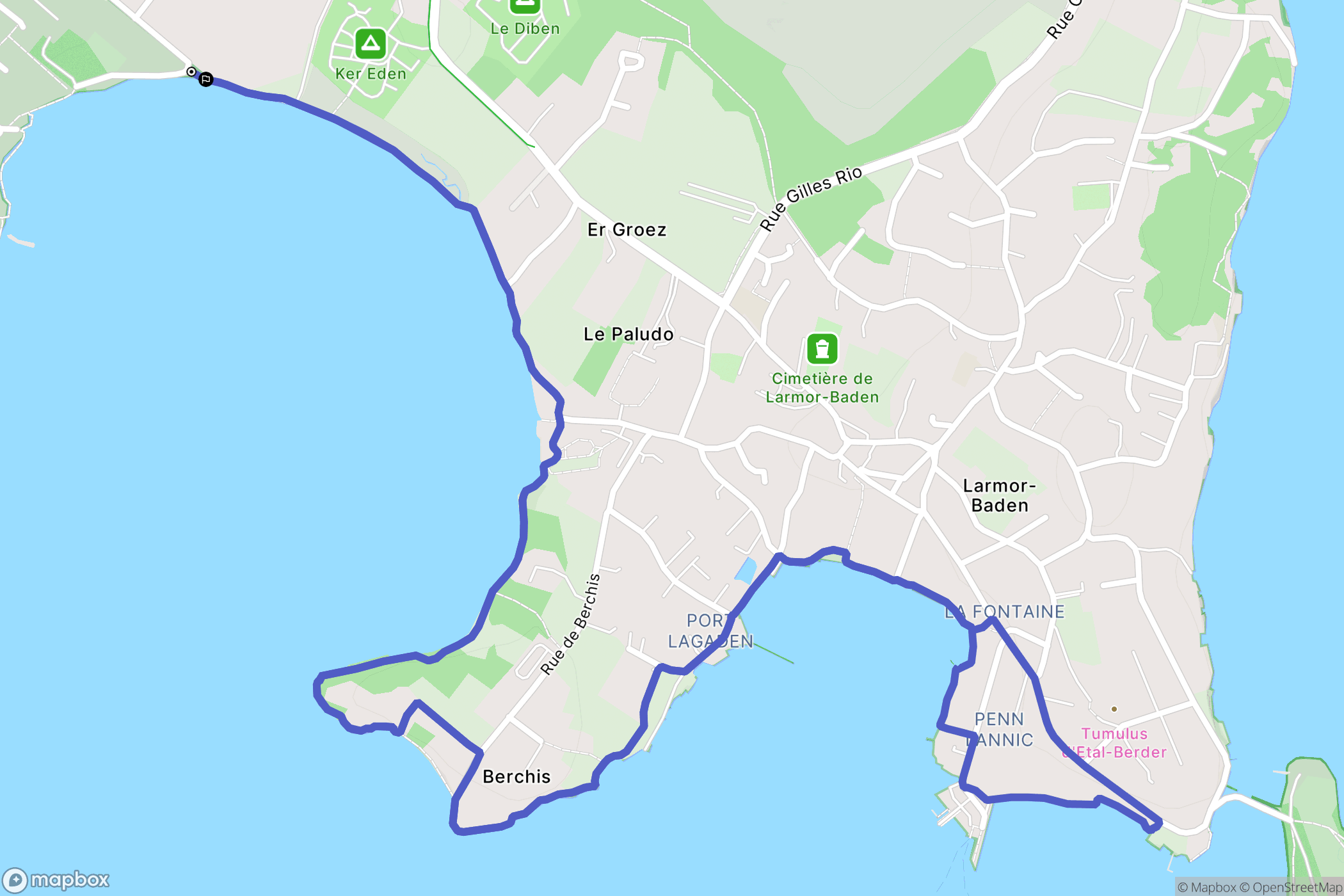 Baden : carte du parcours de randonnée - France