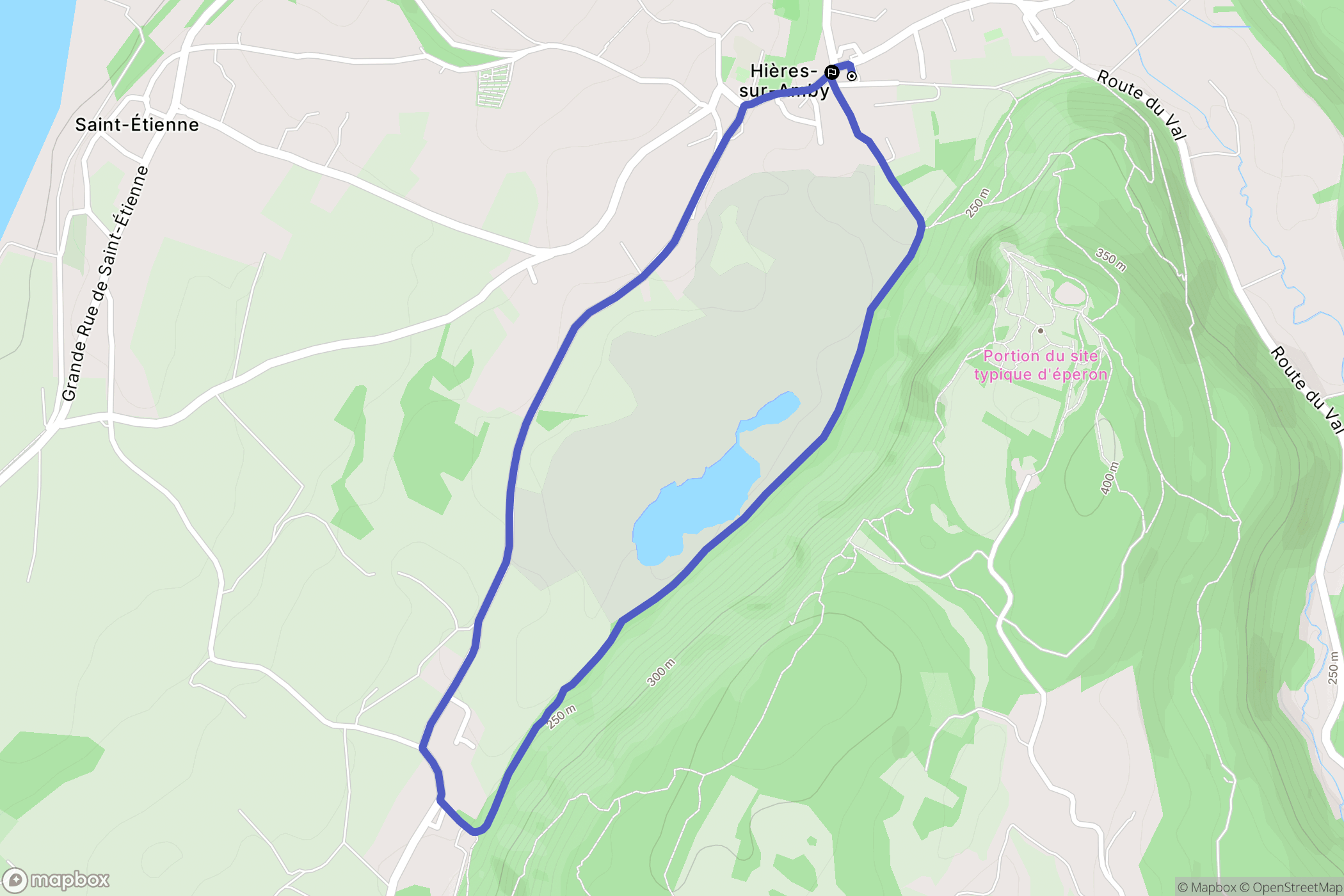 Hières-sur-Amby : carte du parcours de randonnée - France