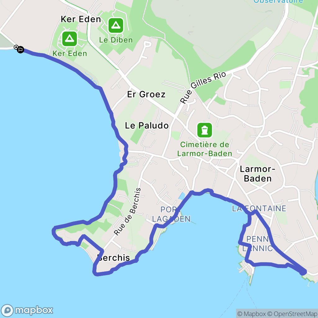 Baden : carte du parcours de randonnée - France