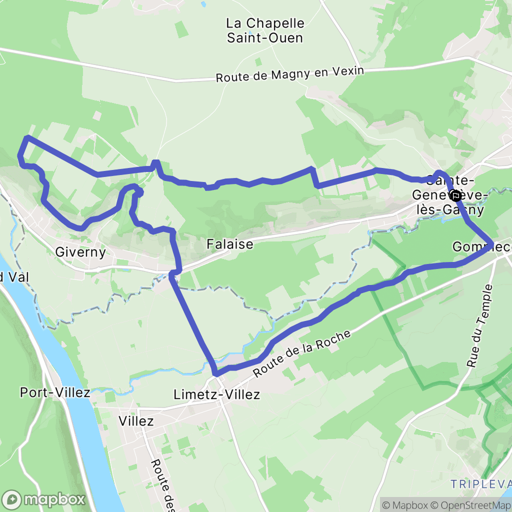 Sainte-Geneviève-lès-Gasny : carte du parcours de randonnée - France