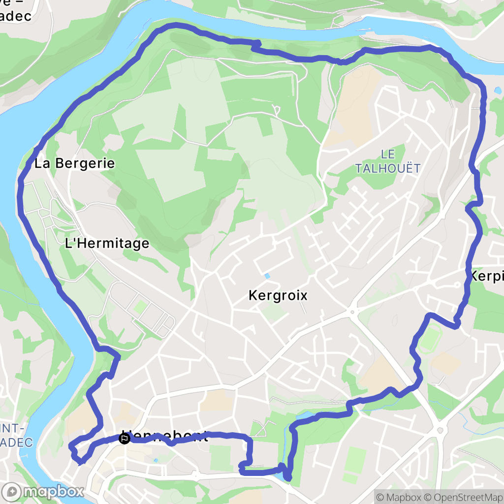 Hennebont : carte du parcours de randonnée - France