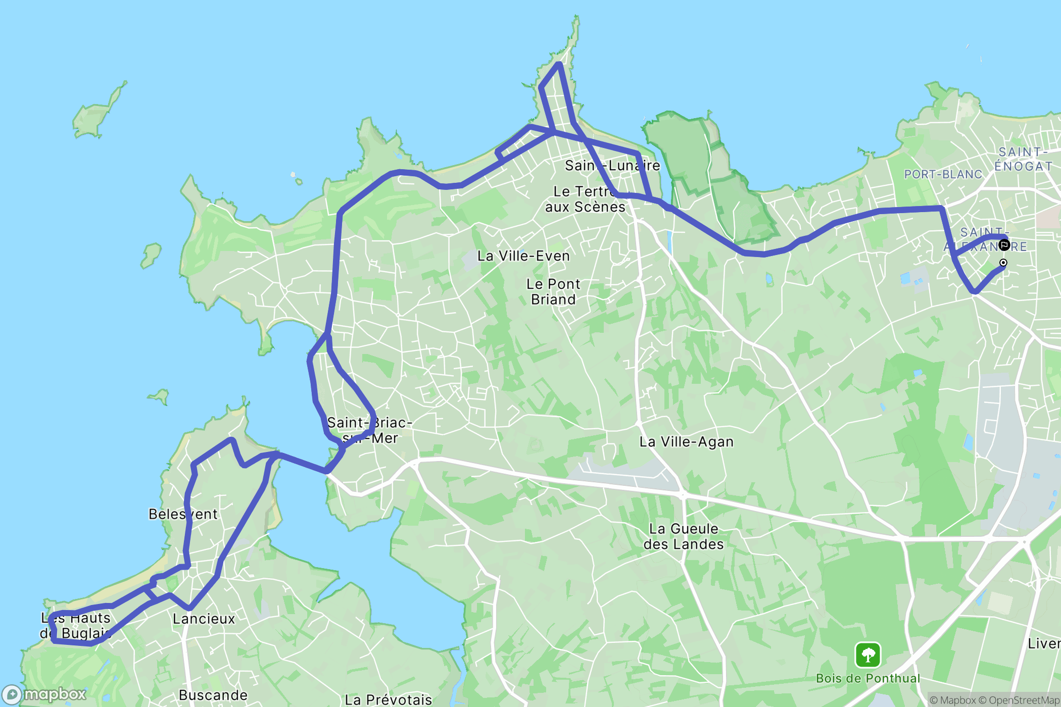 Dinard : carte du parcours de randonnée - France