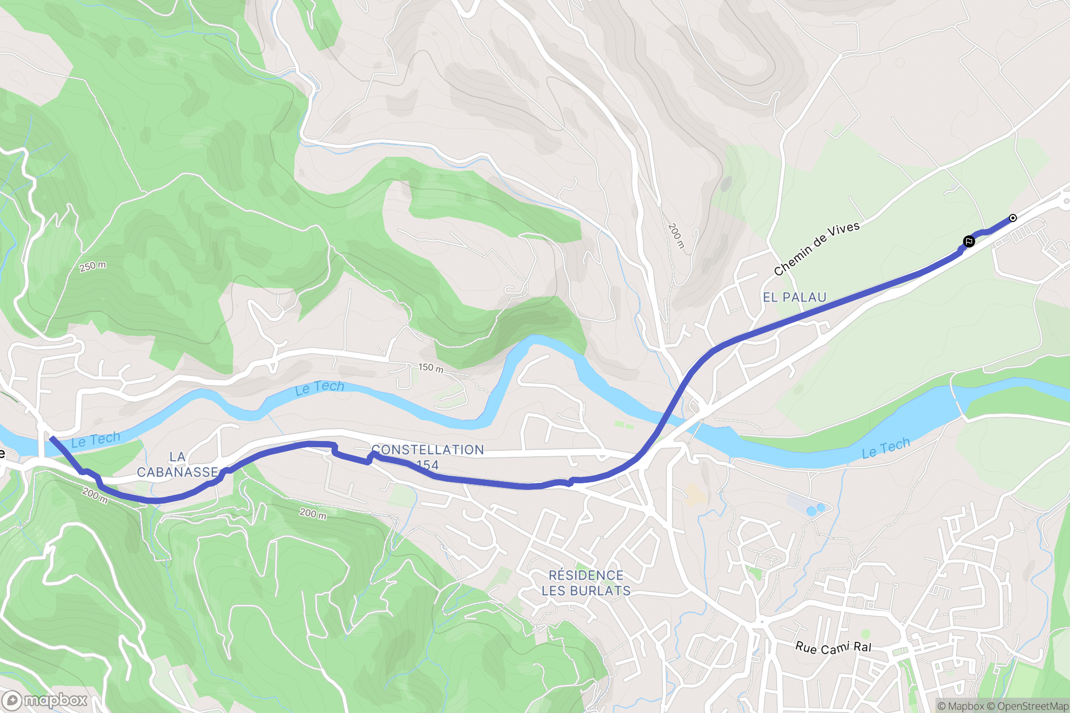 Céret : carte du parcours de randonnée - France