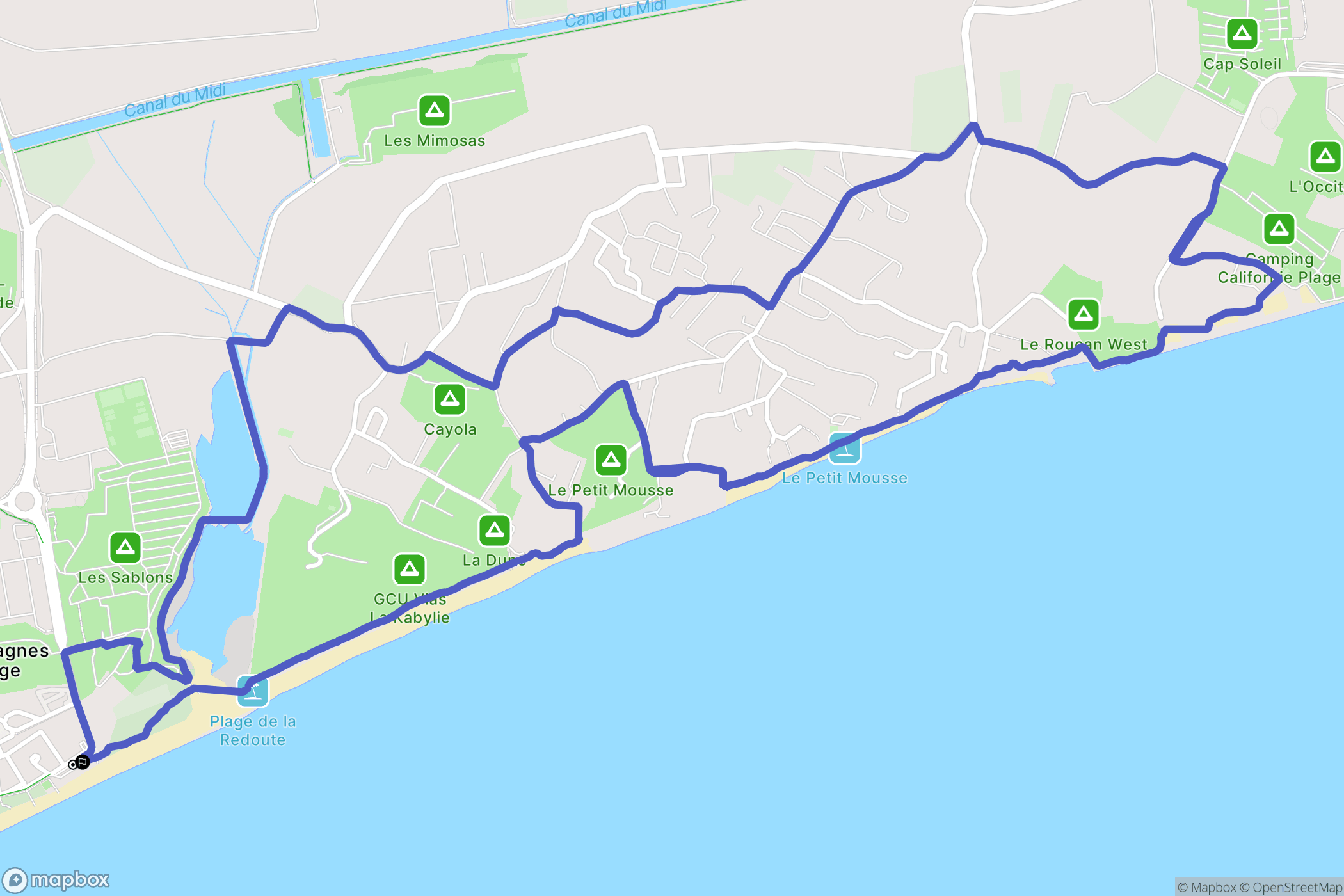 Portiragnes : carte du parcours de randonnée - France