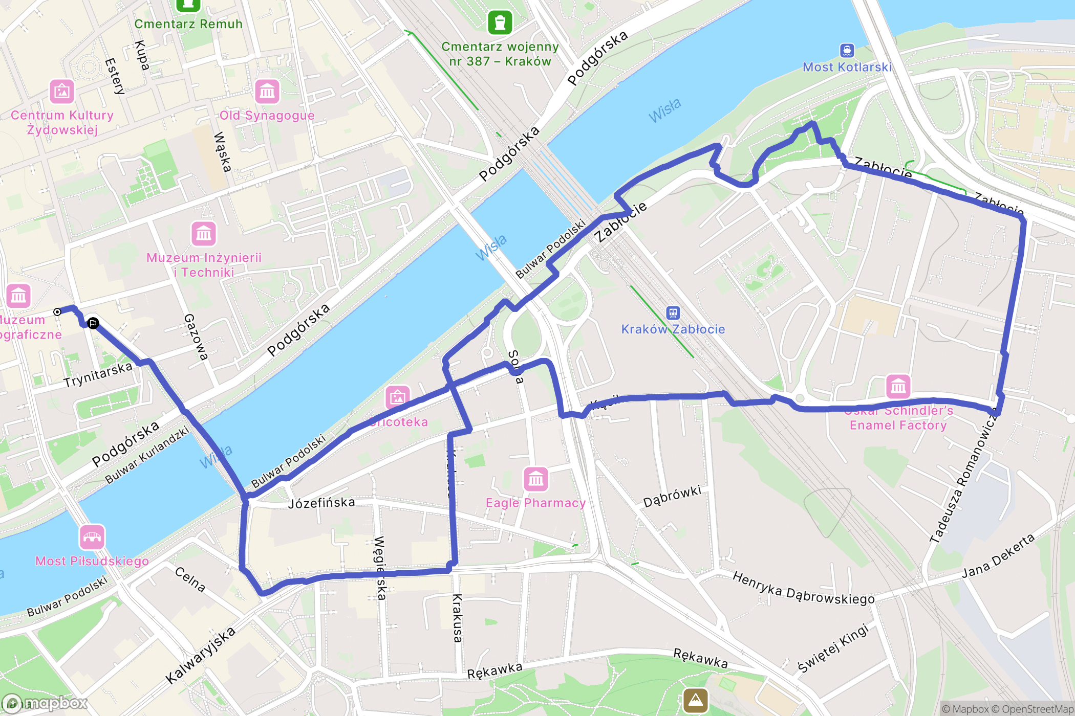 Kraków: mapa trasy - Poland