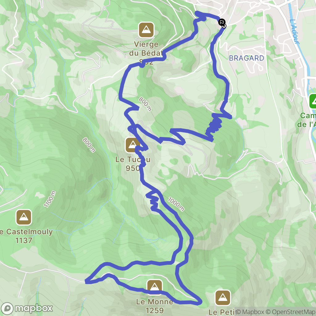 Bagnères-de-Bigorre : carte du parcours de randonnée - France