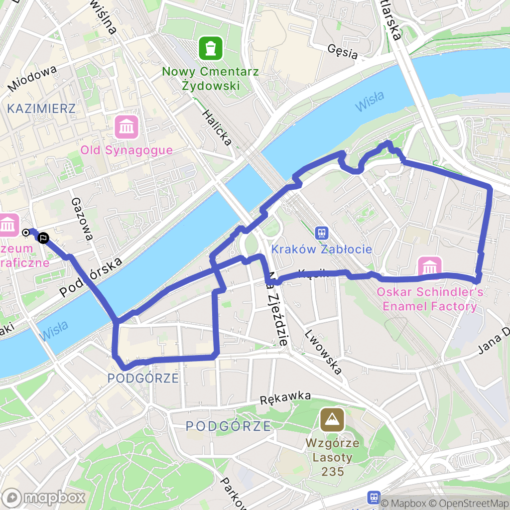 Kraków: mapa trasy - Poland