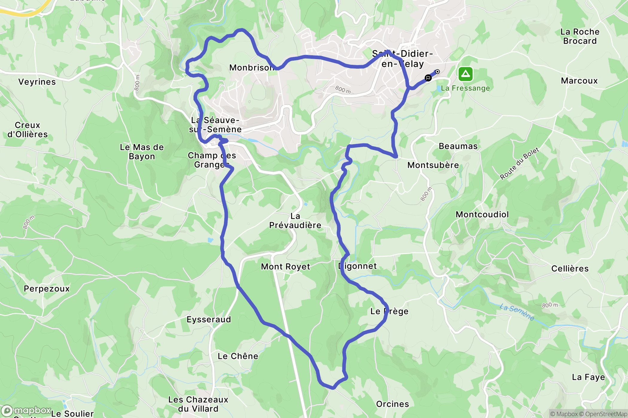 Saint-Didier-en-Velay : carte du parcours de randonnée - France