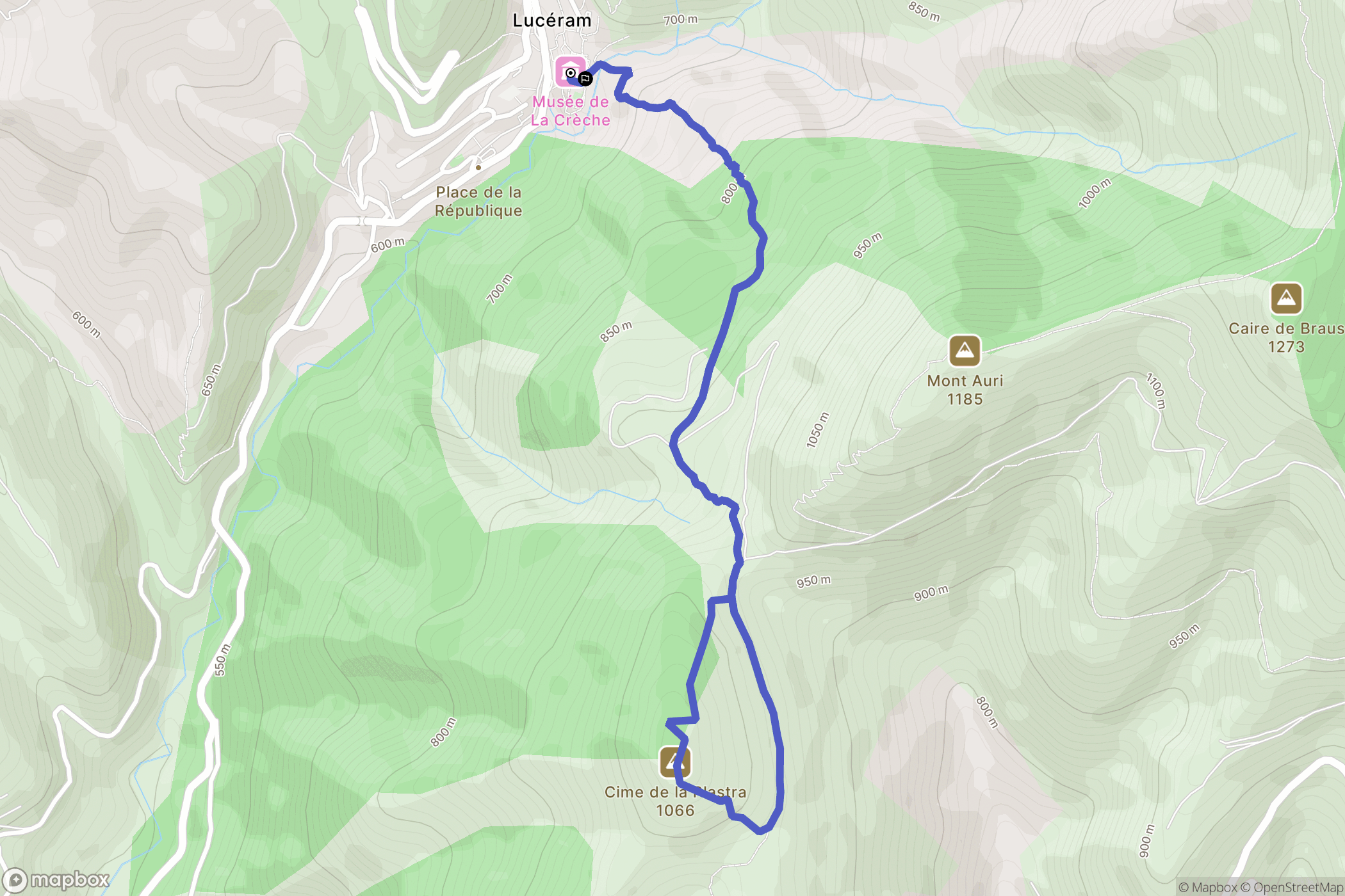 Lucéram : carte du parcours de randonnée - France