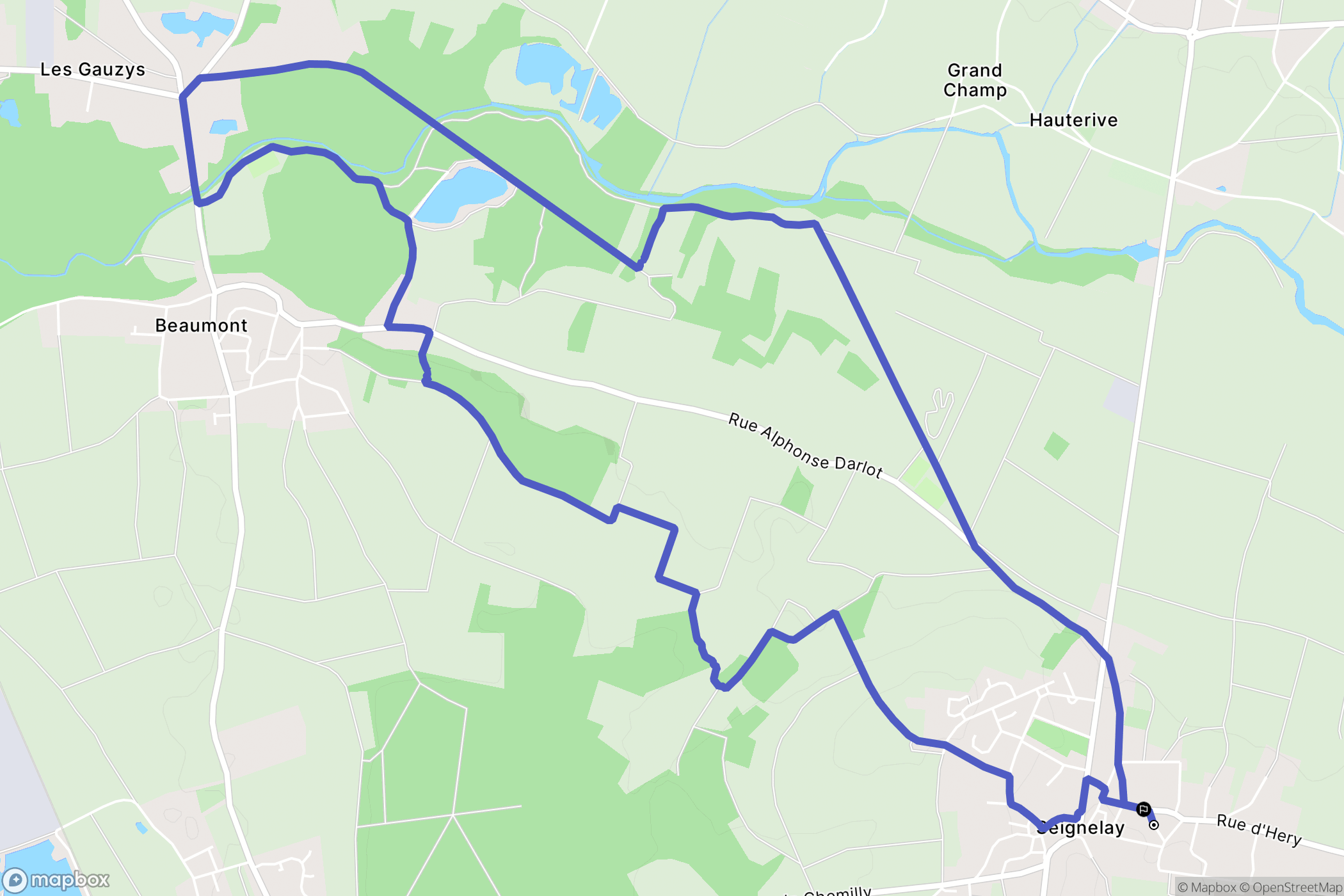 Seignelay : carte du parcours de randonnée - France