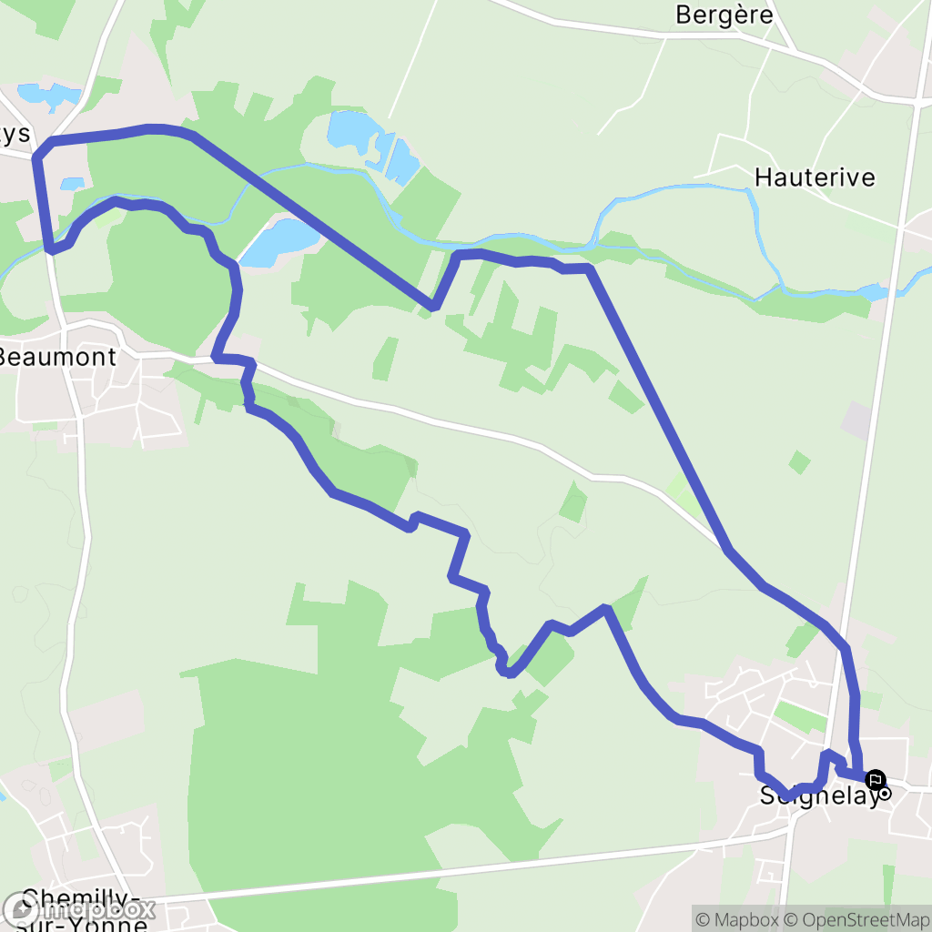 Seignelay : carte du parcours de randonnée - France