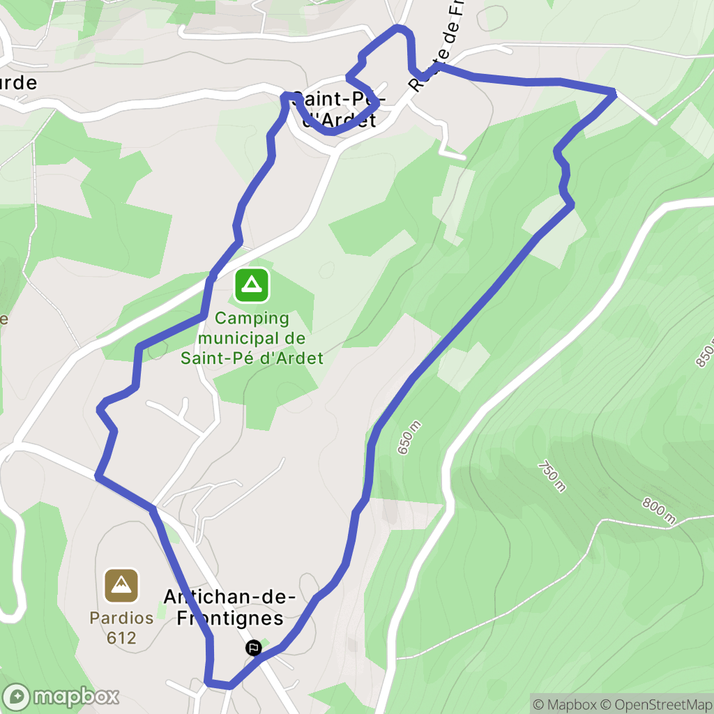 Antichan-de-Frontignes : carte du parcours de randonnée - France