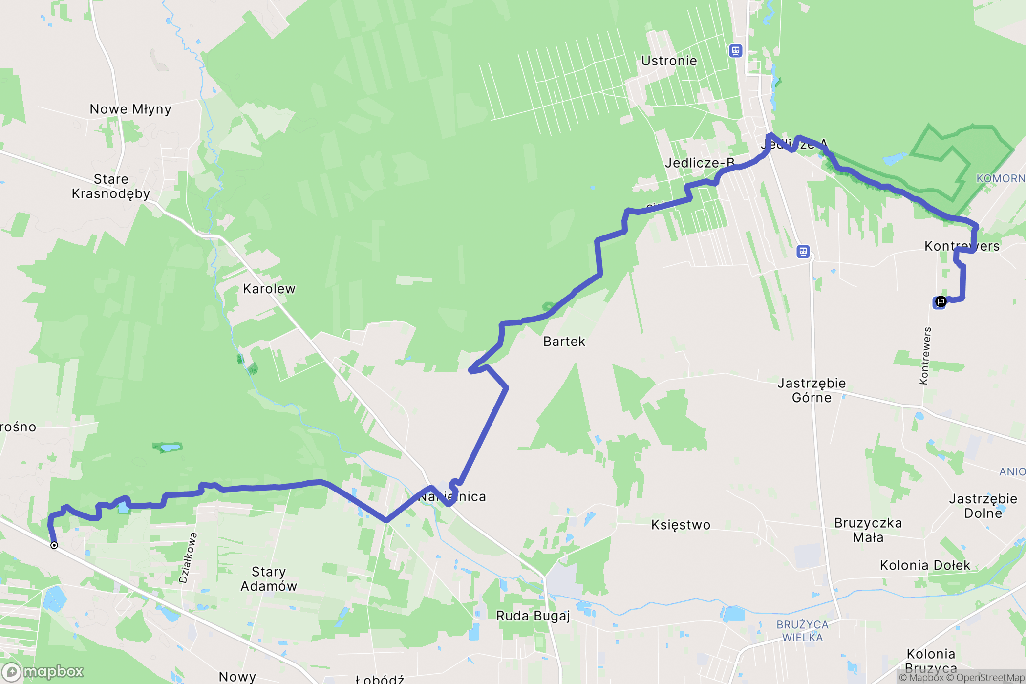 Stary Adamów: mapa trasy - Poland