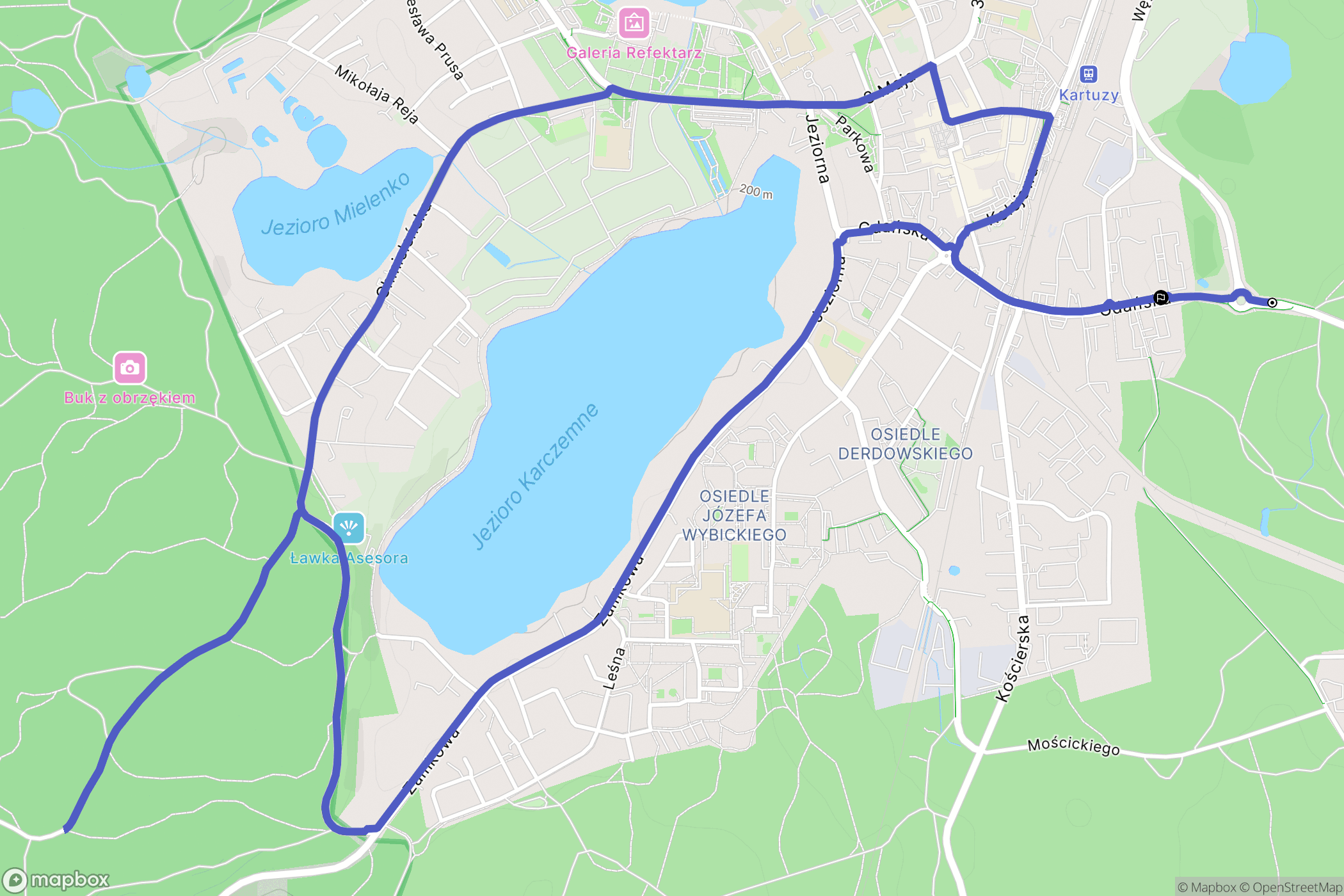 Kartuzy: mapa trasy - Poland