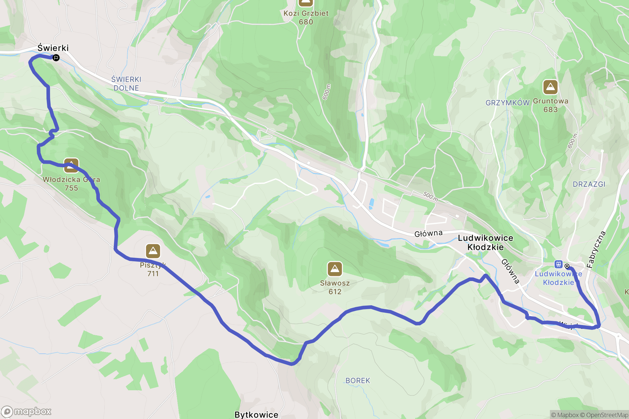 Ludwikowice Kłodzkie: mapa trasy - Poland