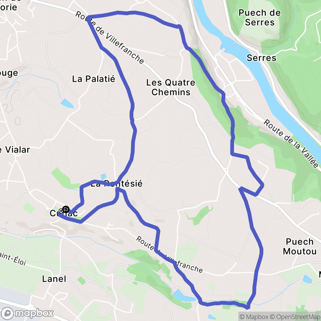 Cunac : carte du parcours de randonnée - France