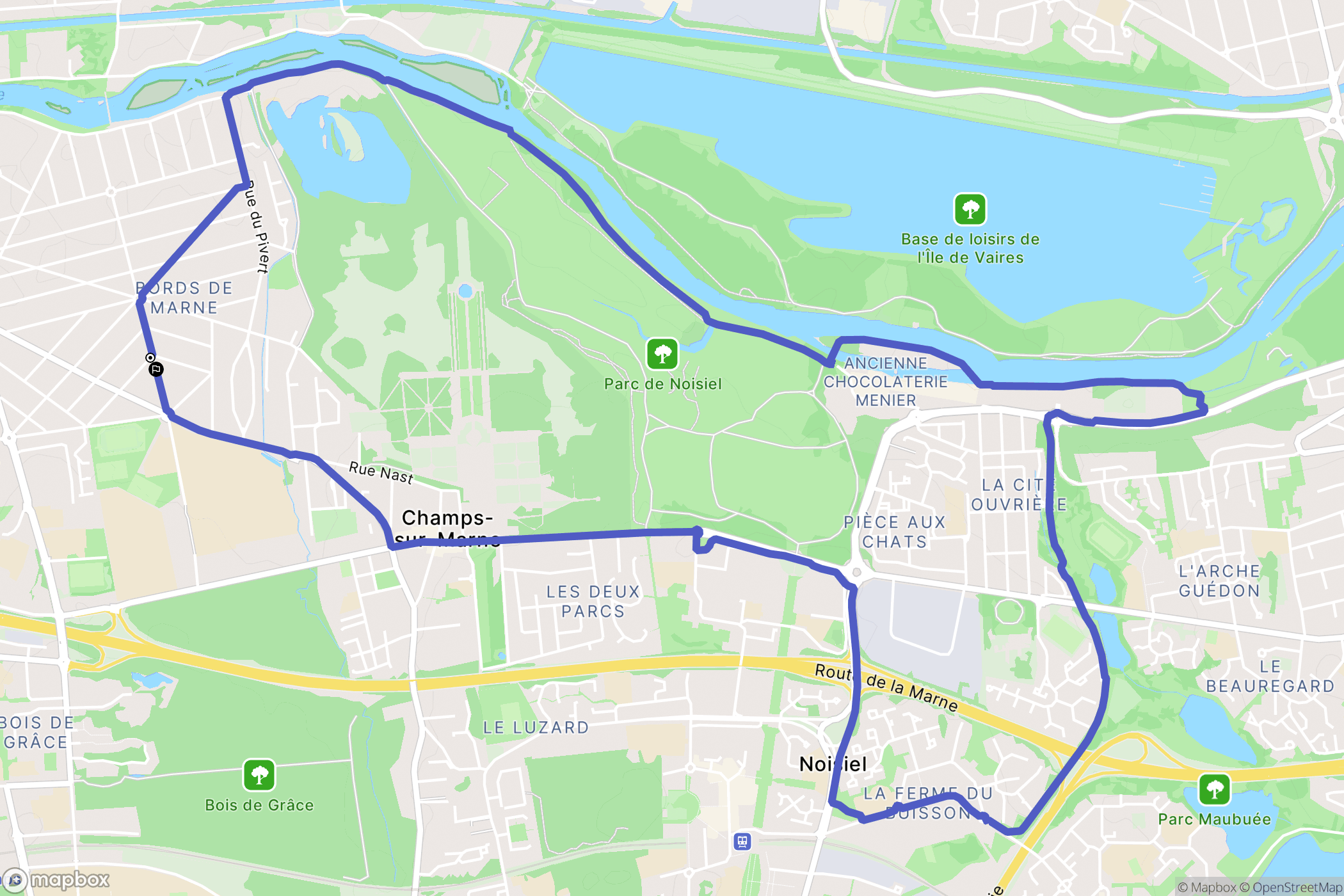 Champs-sur-Marne : carte du parcours de randonnée - France