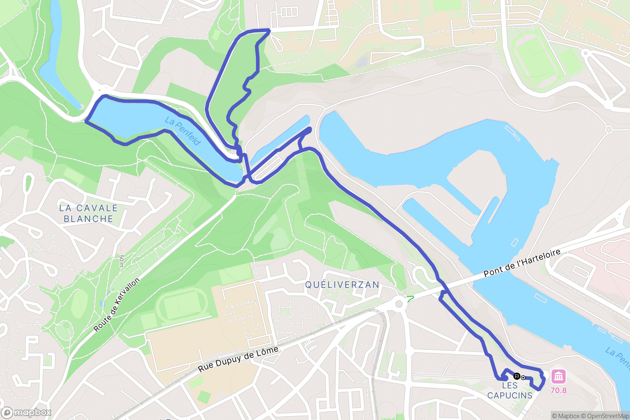 Brest : carte du parcours de randonnée - France