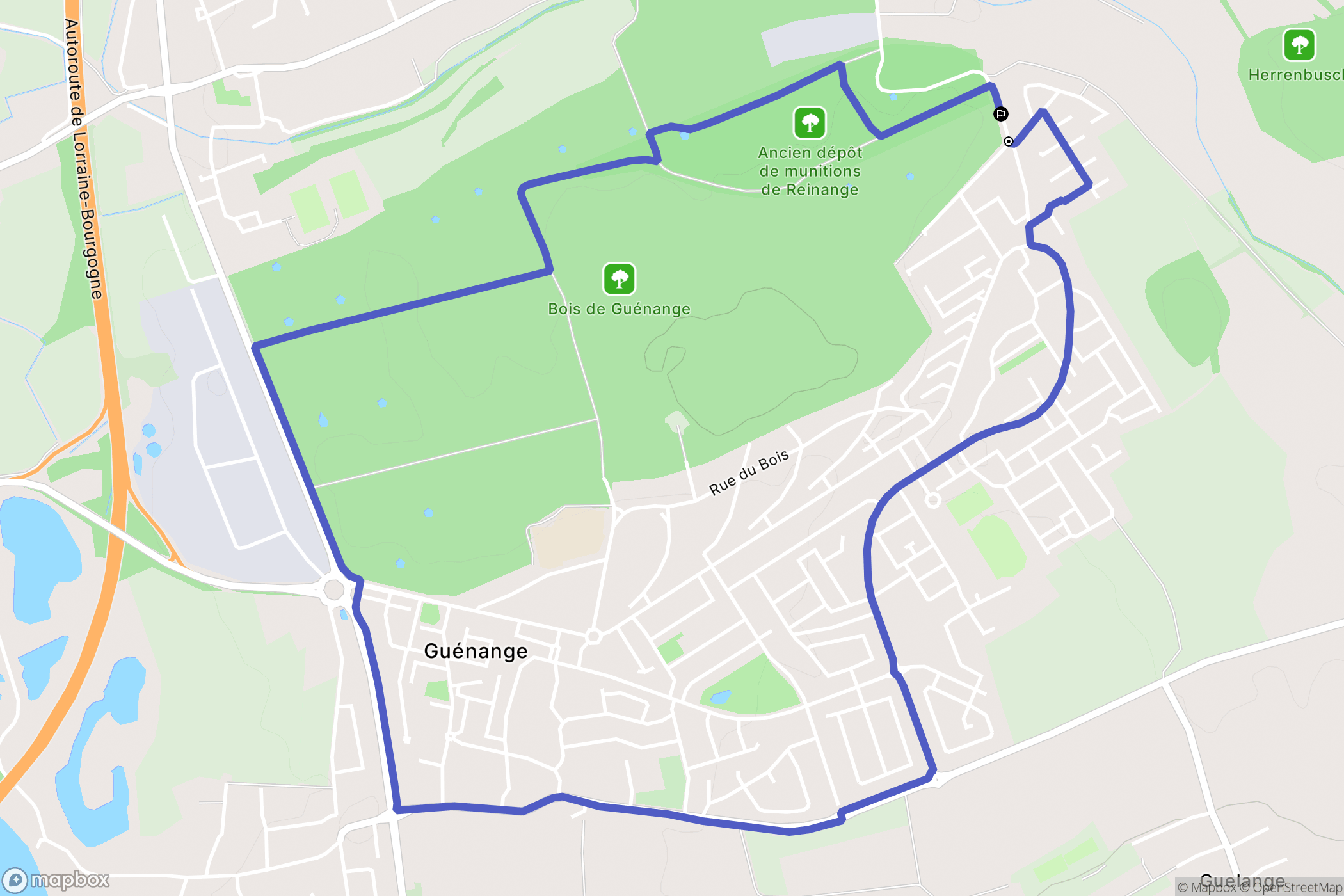 Guénange : carte du parcours de randonnée - France