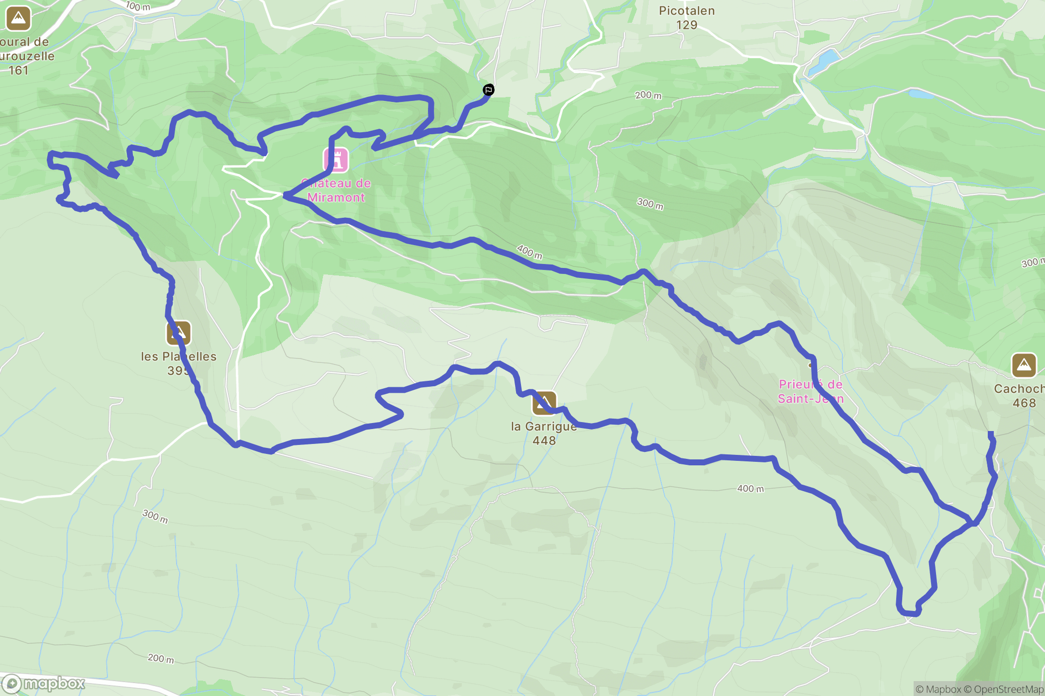 Barbaira : carte du parcours de randonnée - France