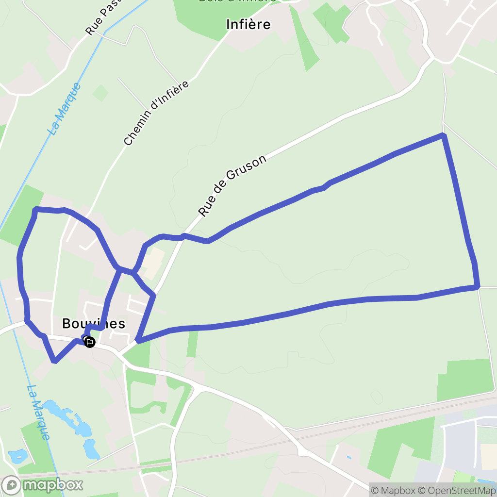 Bouvines : carte du parcours de randonnée - France