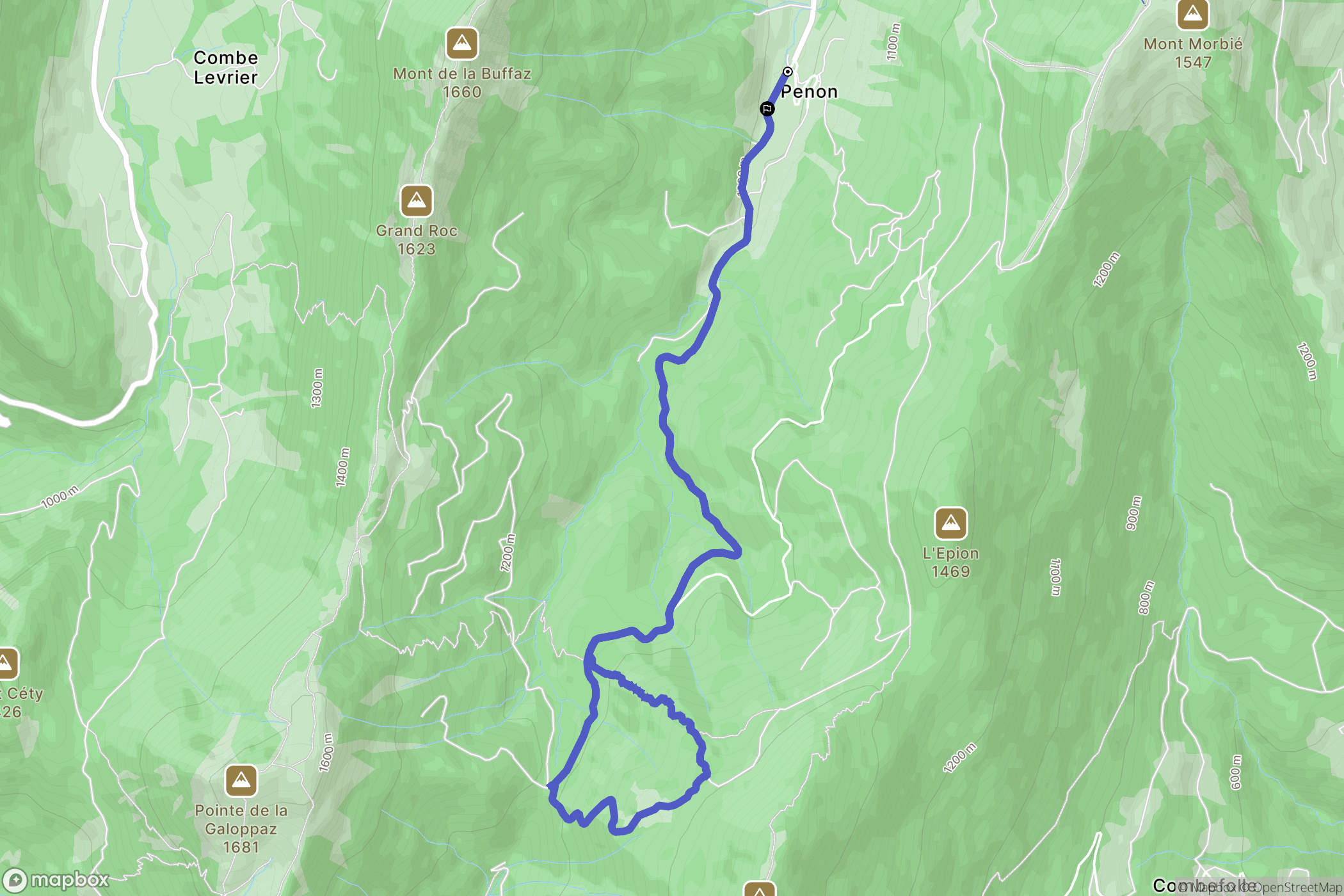 Aillon-le-Jeune : carte du parcours de randonnée - France