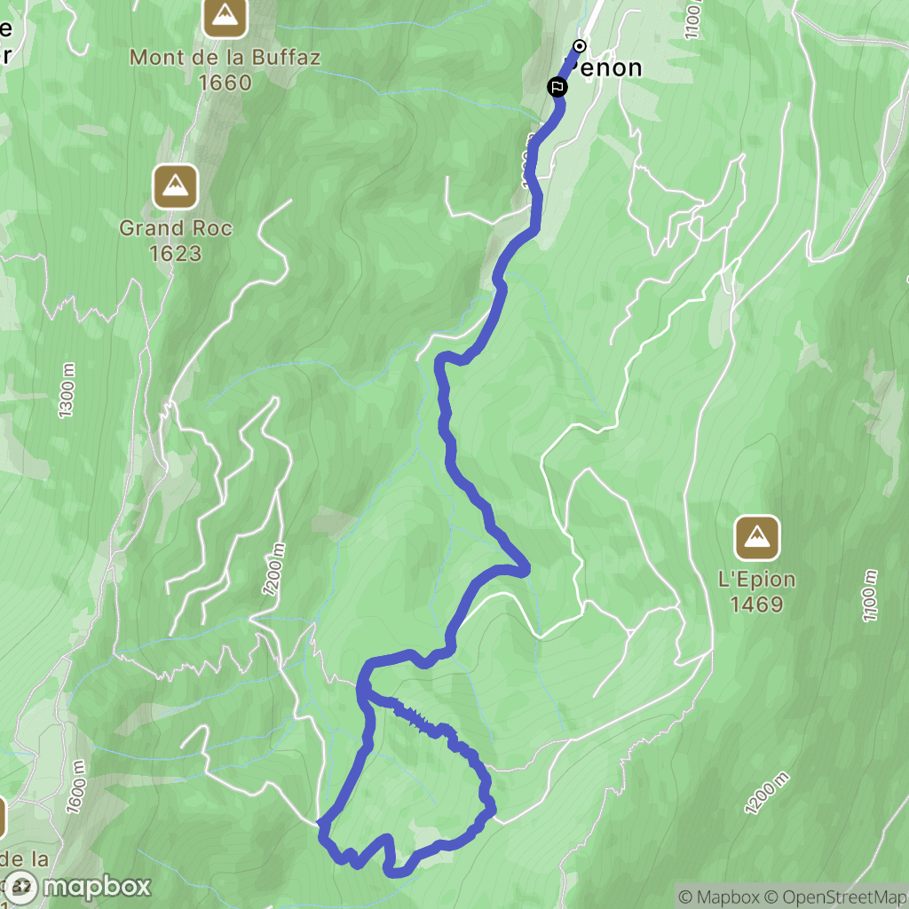 Aillon-le-Jeune : carte du parcours de randonnée - France