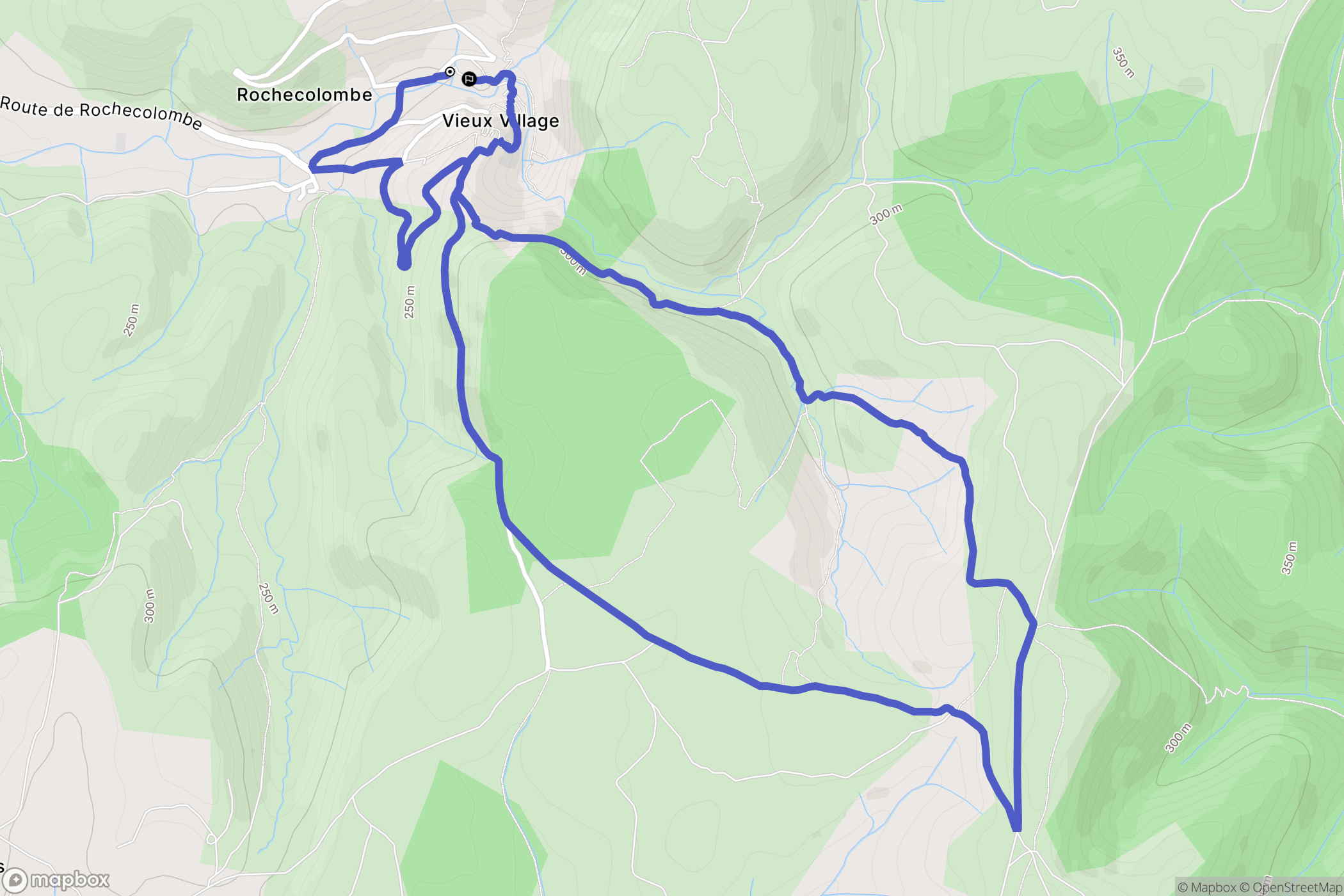 Rochecolombe : carte du parcours de randonnée - France