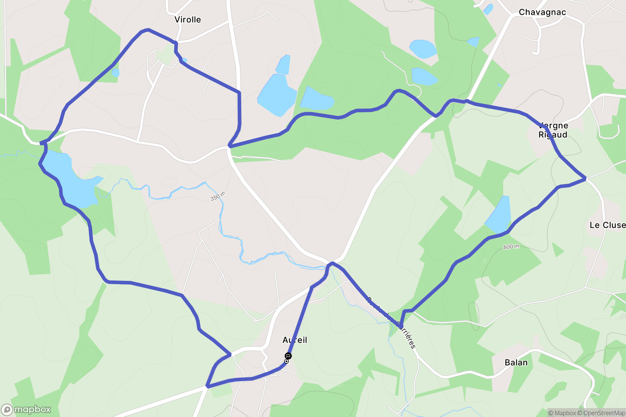 Aureil : carte du parcours de randonnée - France