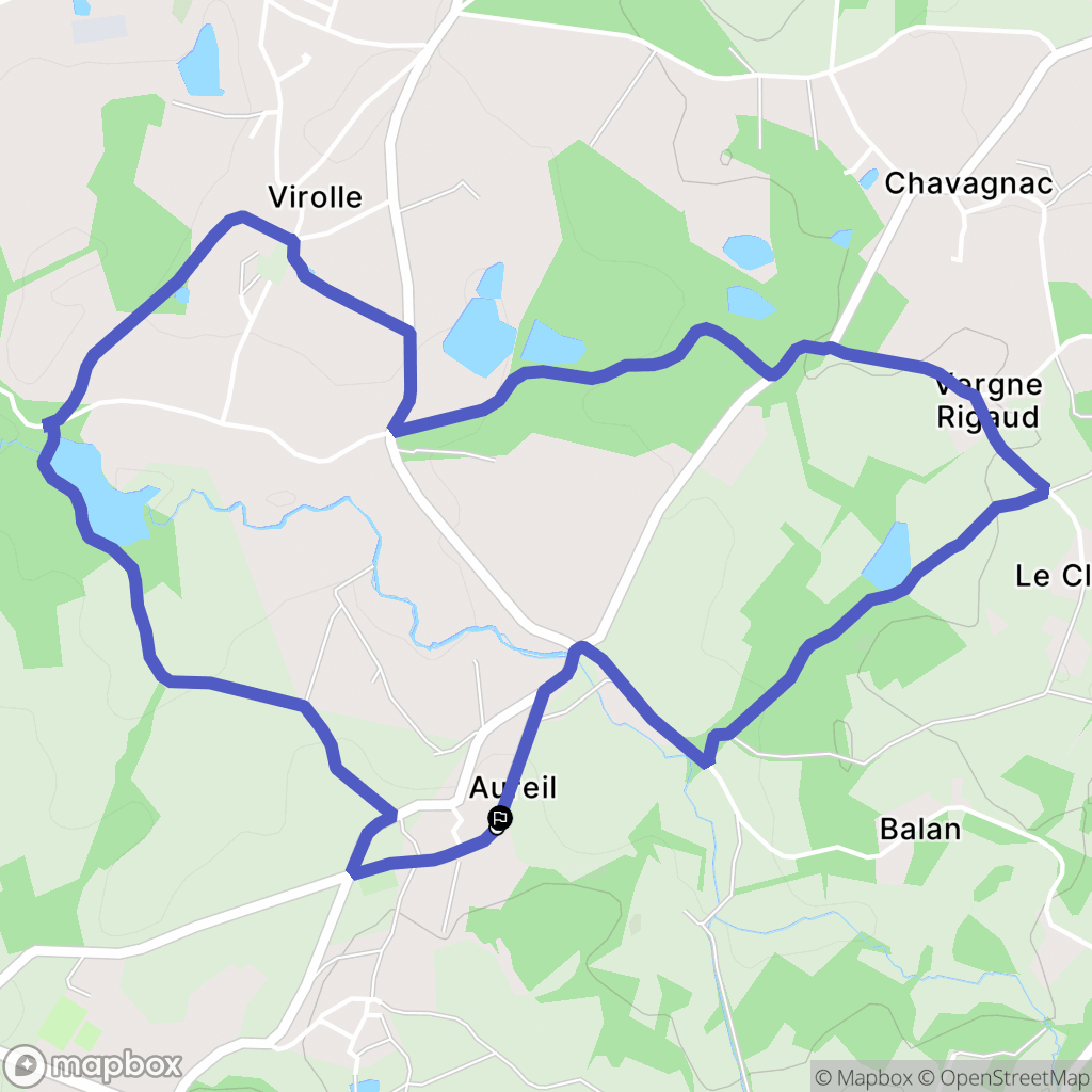 Aureil : carte du parcours de randonnée - France