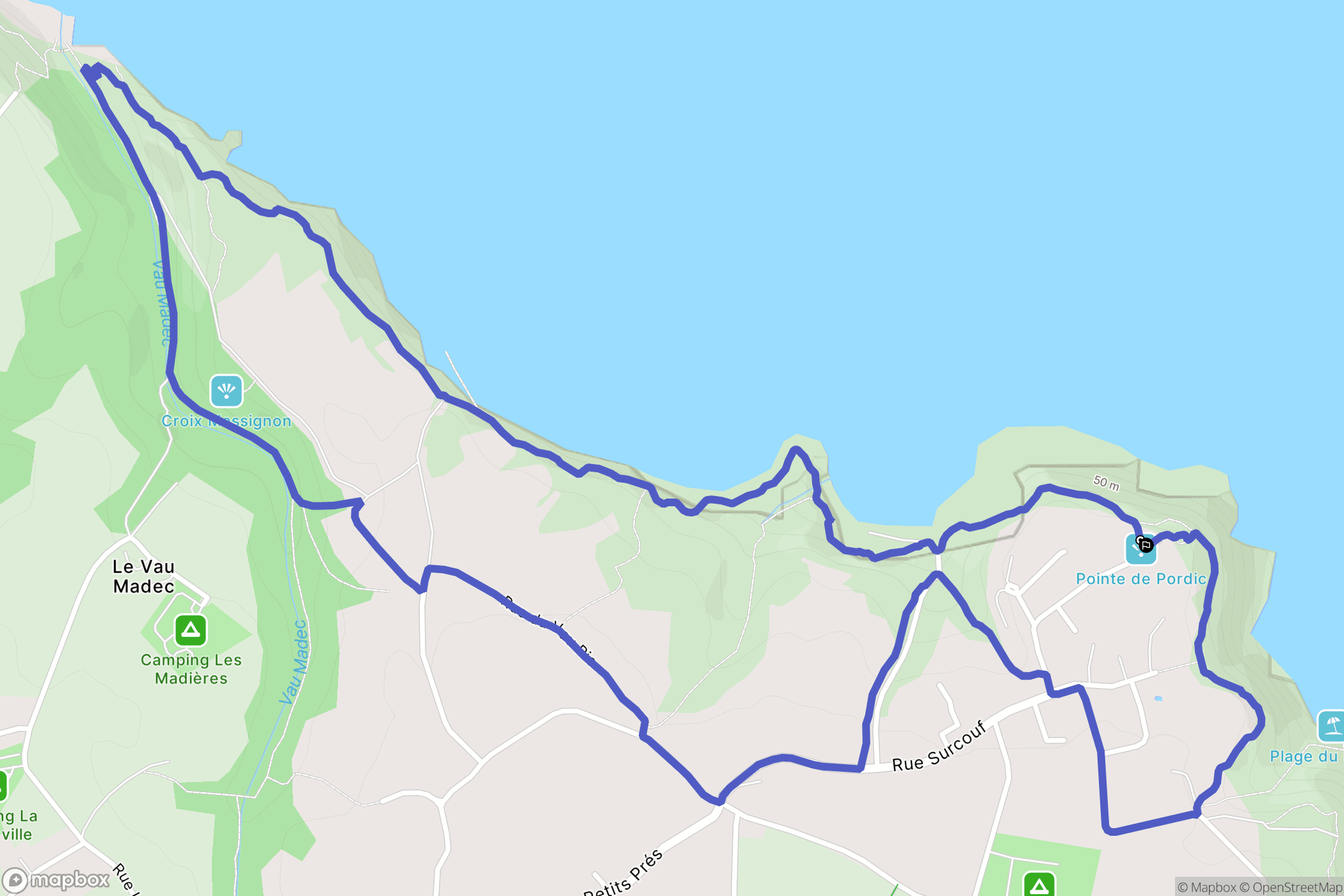 Pordic : carte du parcours de randonnée - France