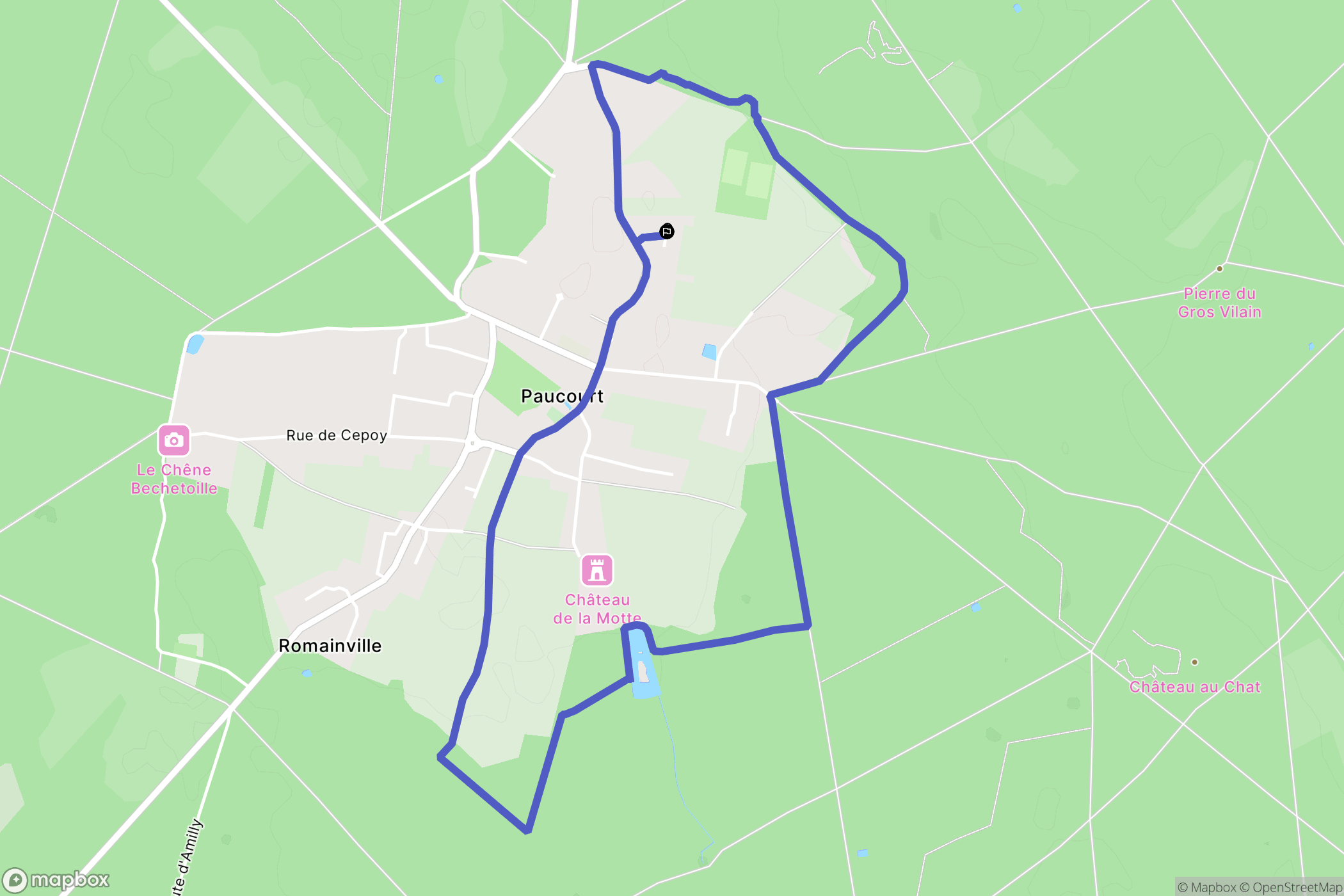 Paucourt : carte du parcours de randonnée - France