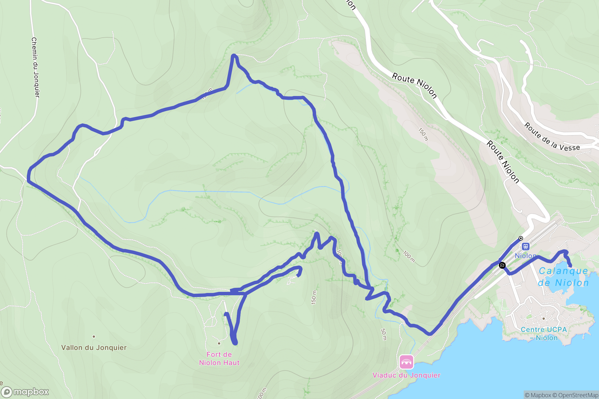 Le Rove : carte du parcours de randonnée - France