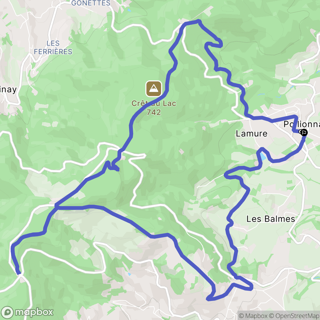 Pollionnay : carte du parcours de randonnée - France