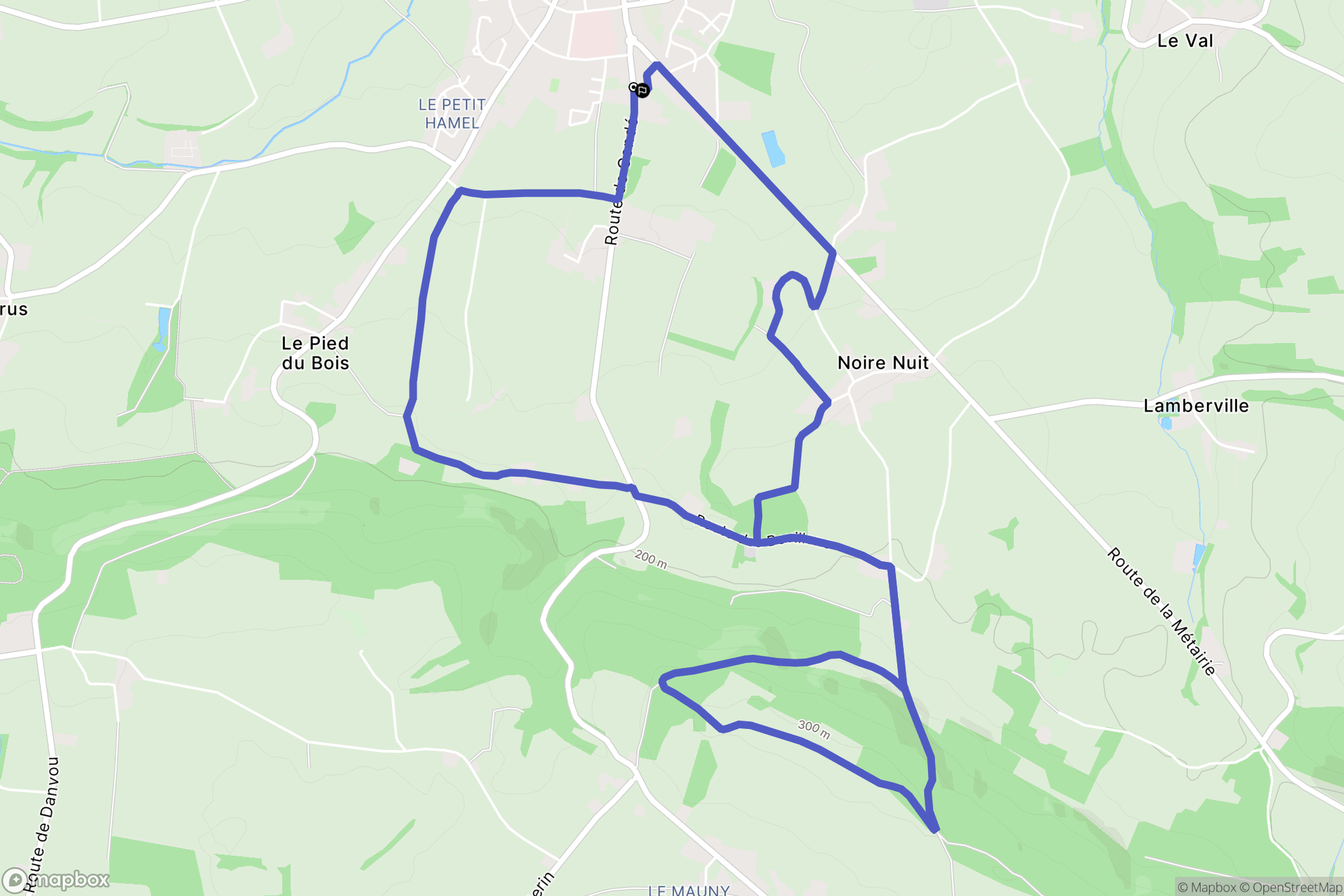 Les Monts d'Aunay : carte du parcours de randonnée - France