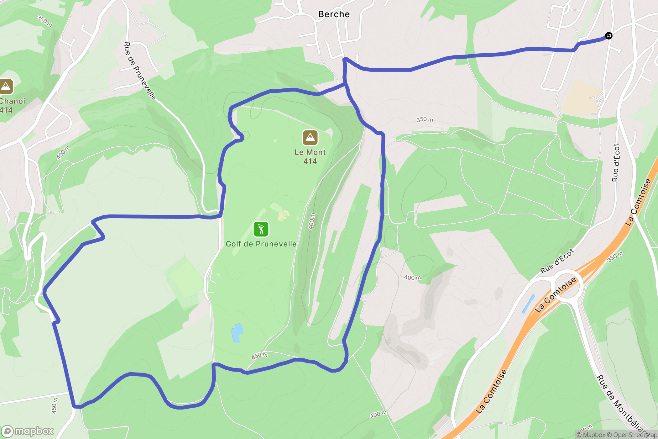 Voujeaucourt : carte du parcours de randonnée - France