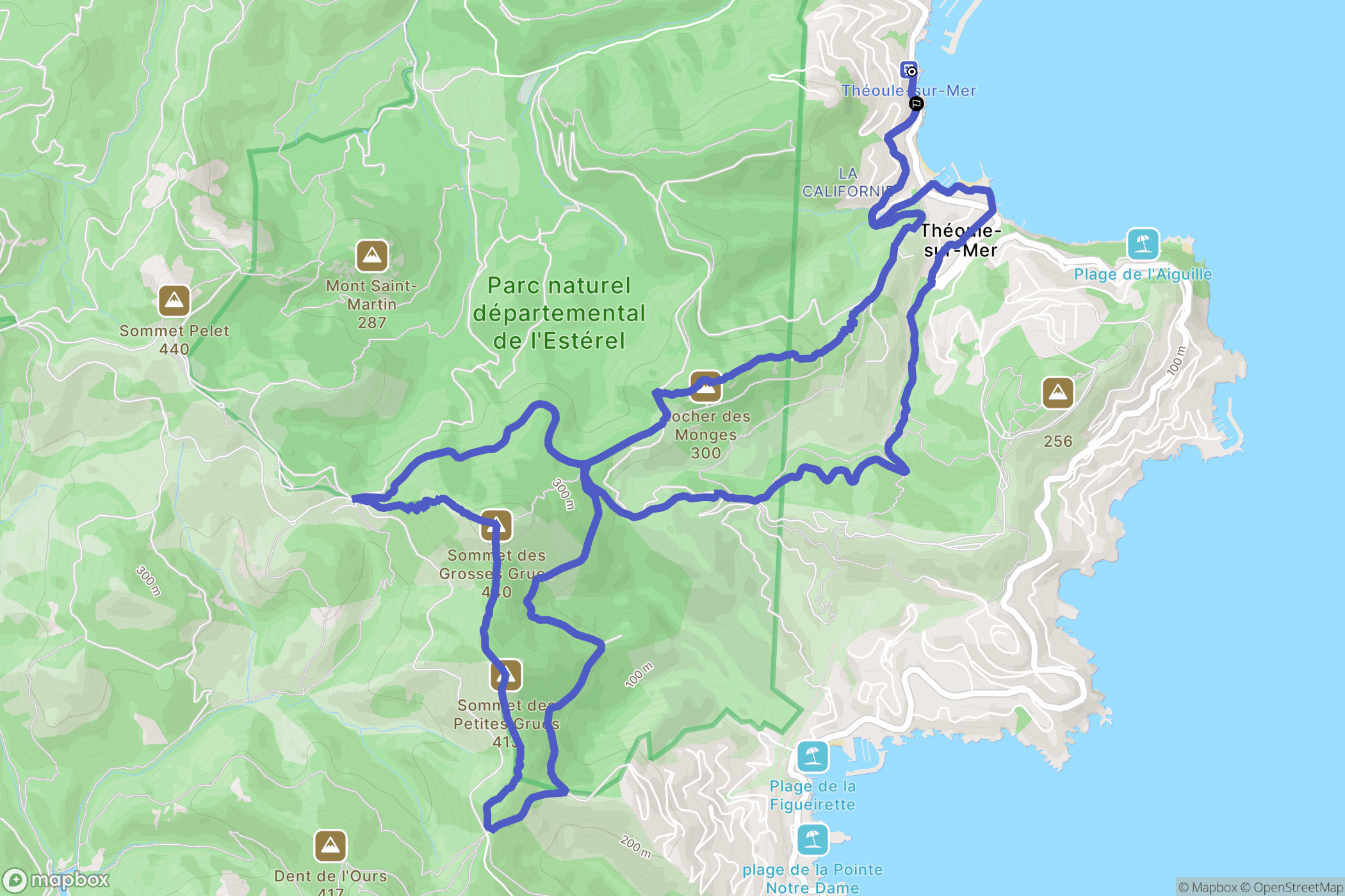 Théoule-sur-Mer : carte du parcours de randonnée - France
