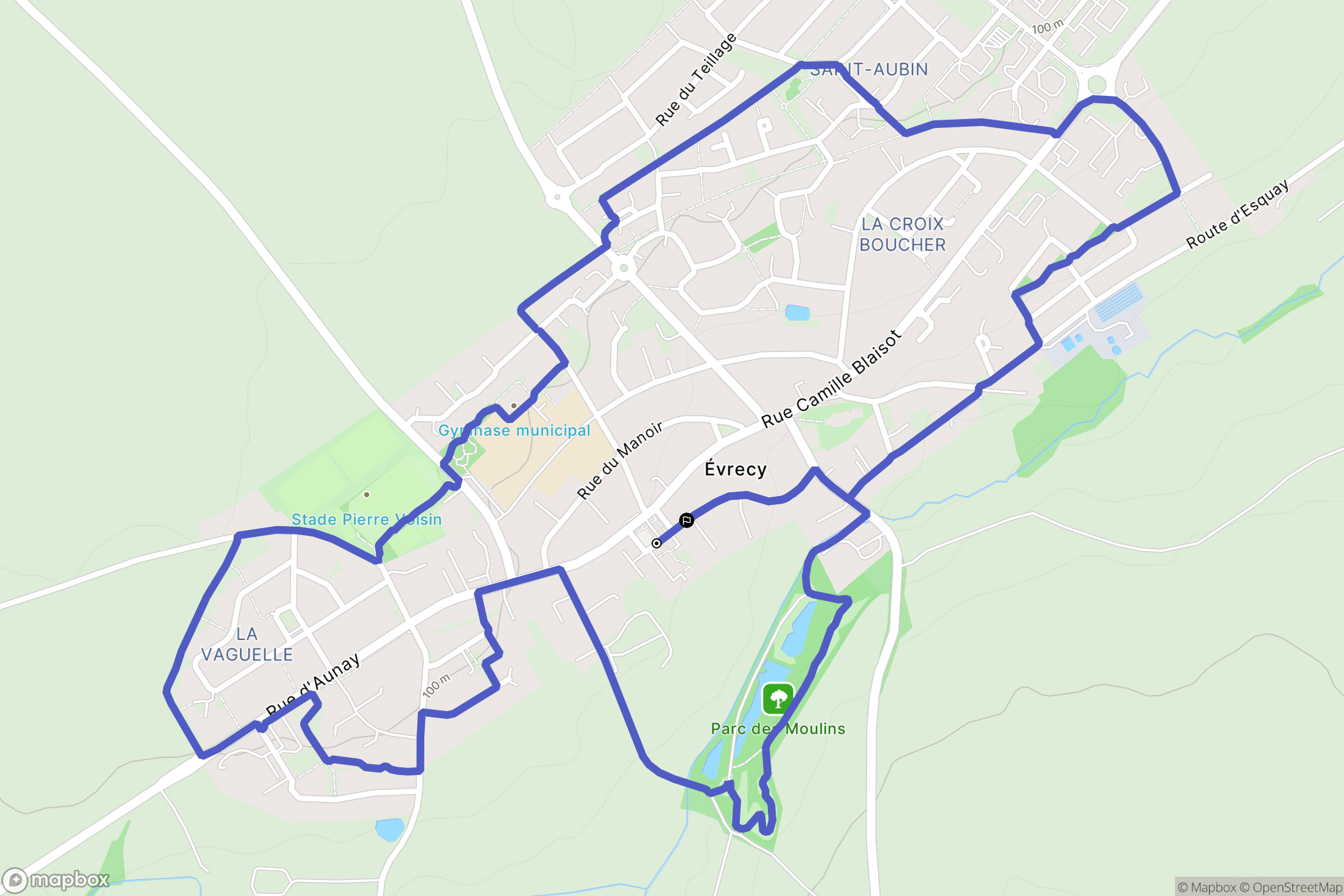 Évrecy : carte du parcours de randonnée - France