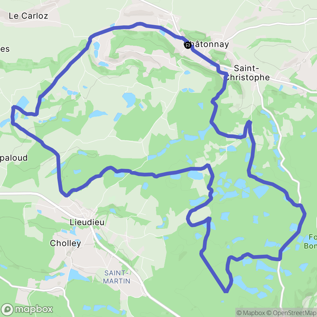 Chatonnay : carte du parcours de randonnée - France