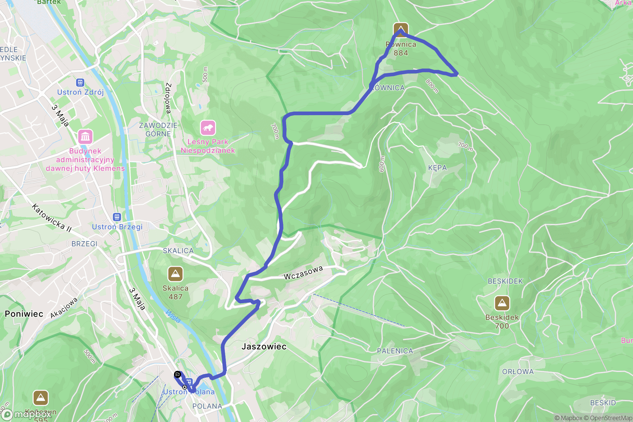 Ustroń: mapa trasy - Poland