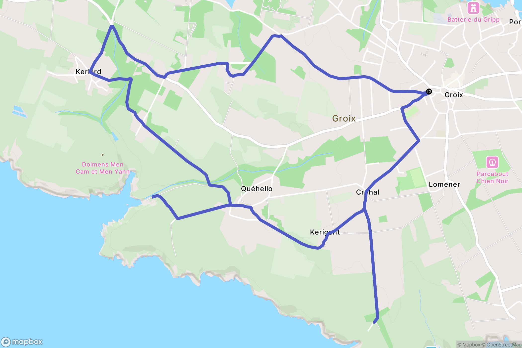 Groix : carte du parcours de randonnée - France