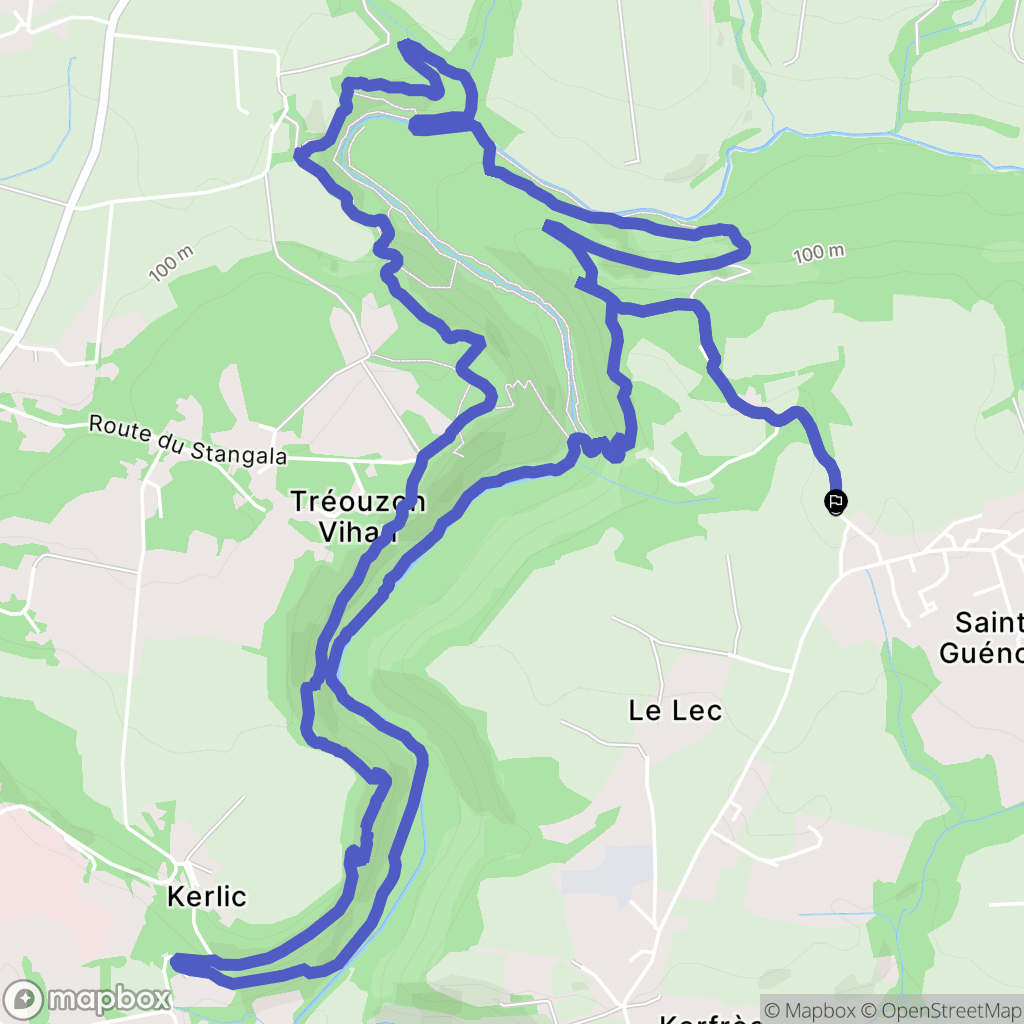 Ergué-Gabéric : carte du parcours de randonnée - France