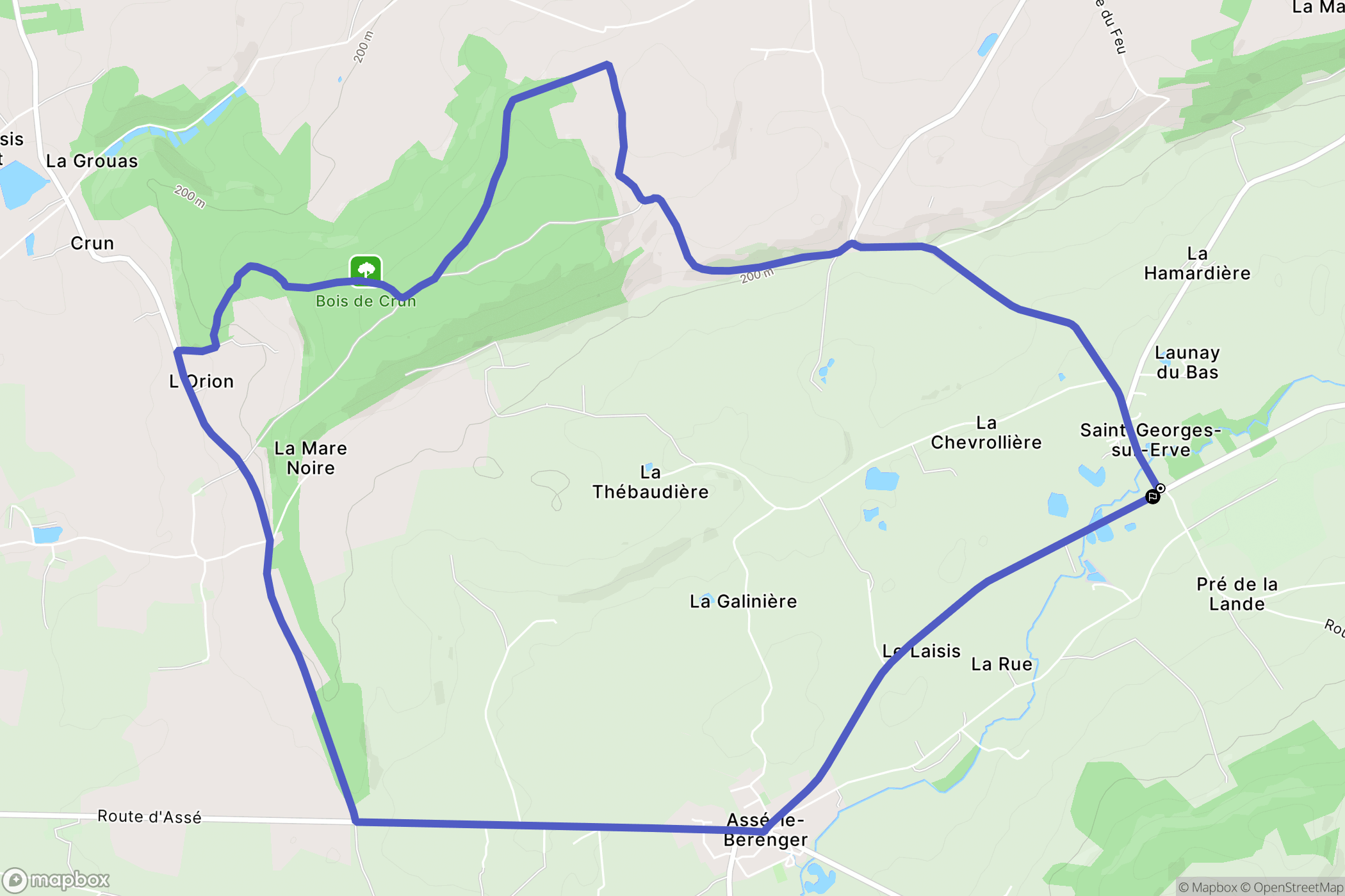 Saint-Georges-sur-Erve : carte du parcours de randonnée - France