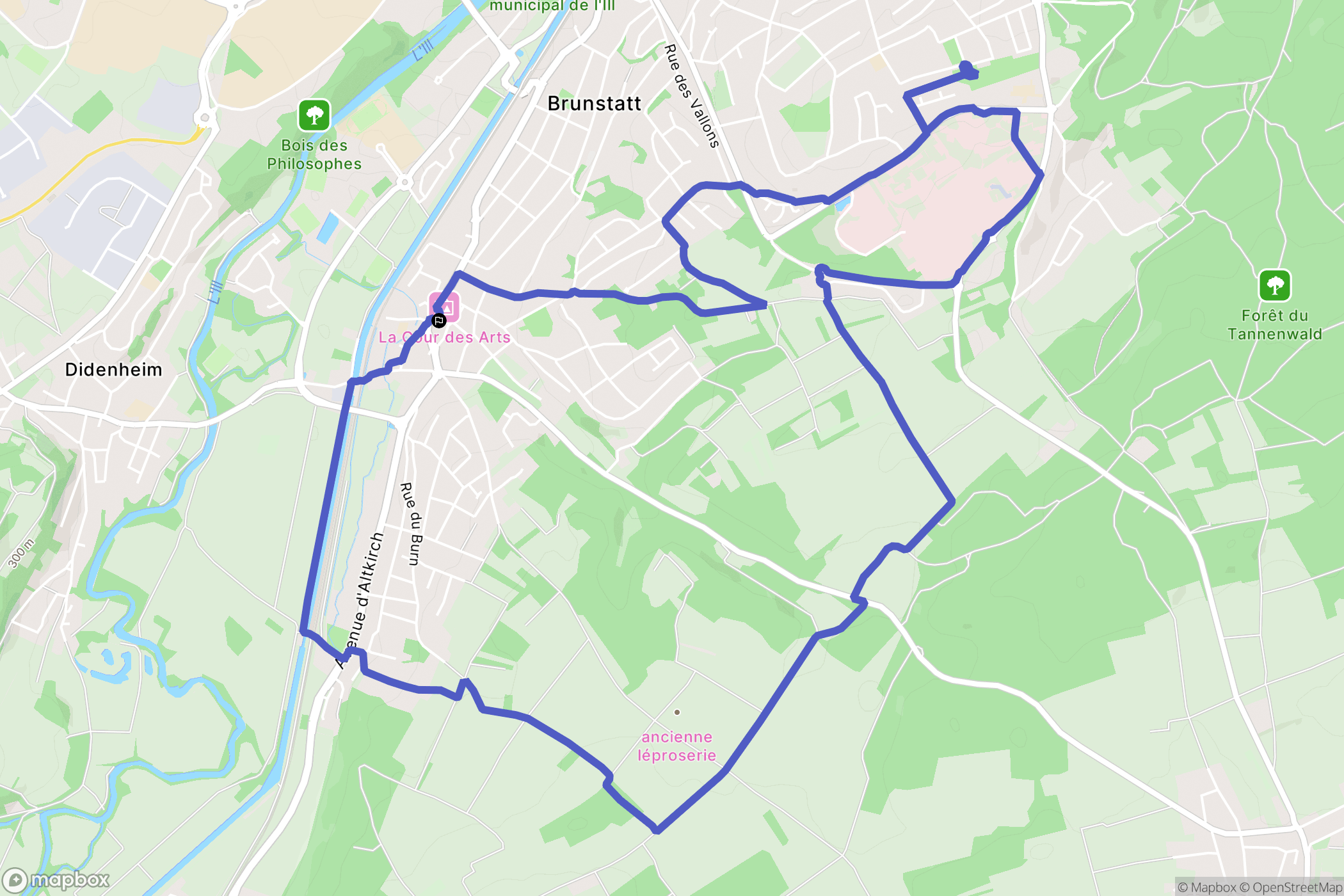 Brunstatt-Didenheim : carte du parcours de randonnée - France