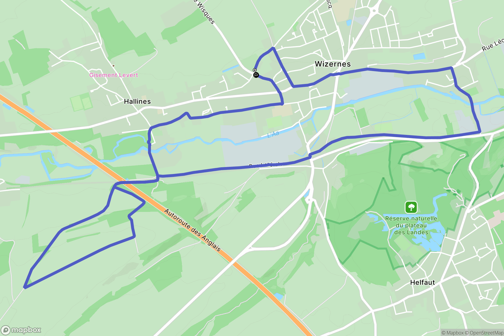 Wizernes : carte du parcours de randonnée - France