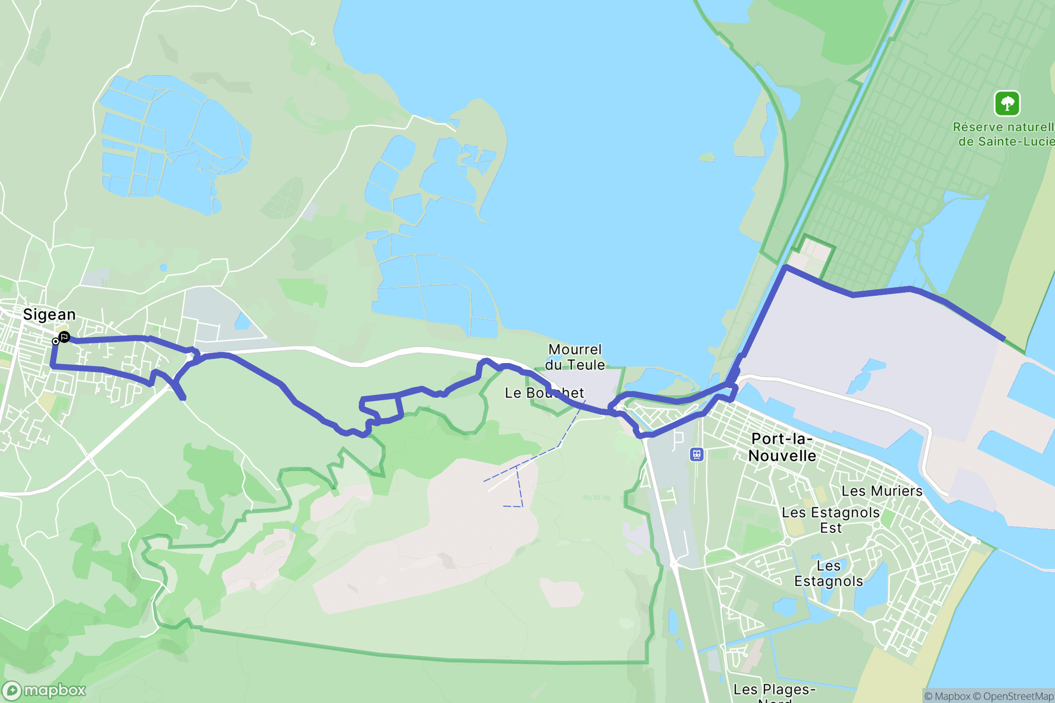 Sigean : carte du parcours de randonnée - France