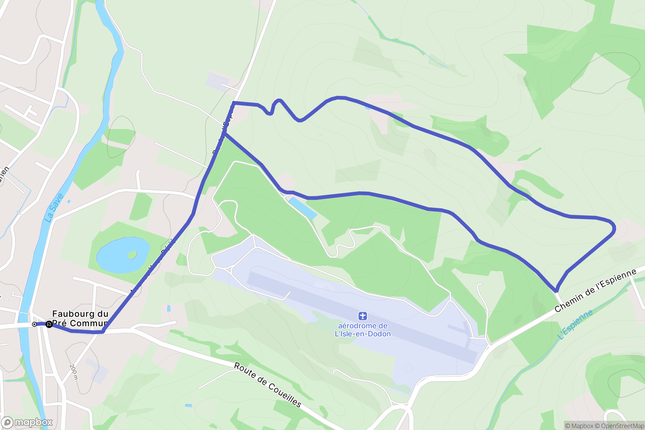 L'Isle-en-Dodon : carte du parcours de randonnée - France